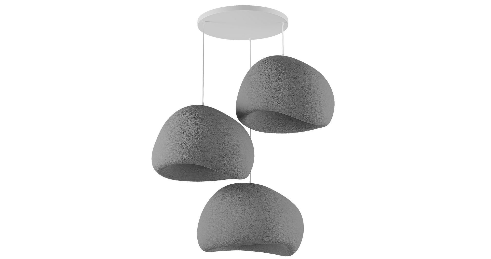 3-Flammig Wabi Sabi Claylights Pendelleuchte Beton Grau