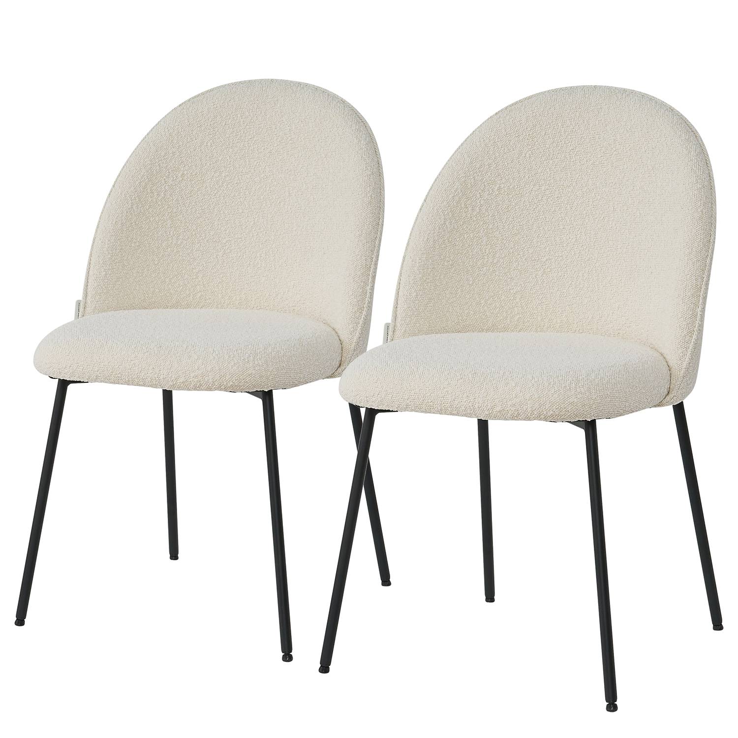 Esszimmerstuhl Byatt 2er Set Boucle Stahl Wollweiß