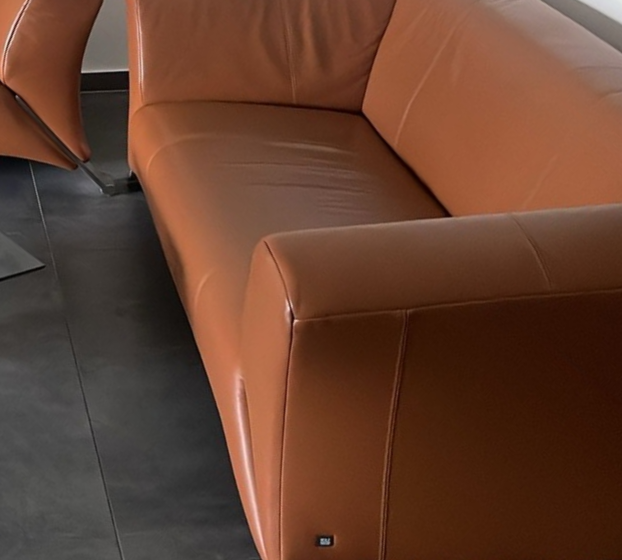 2x Sofa Leder Aluminium Orange