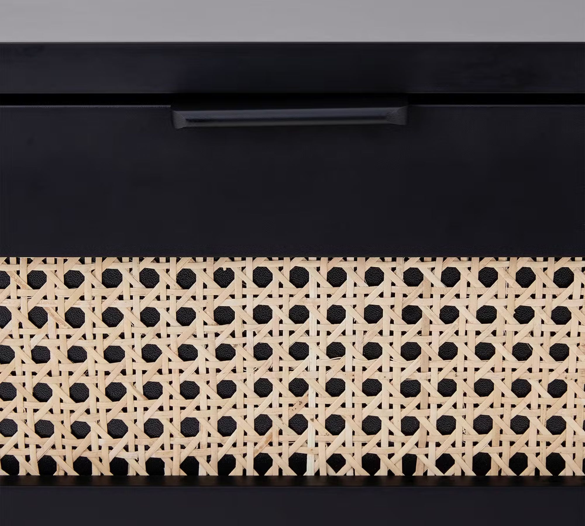 Little Vienna Nachttisch Rattan Eichenholzfurnier Schwarz