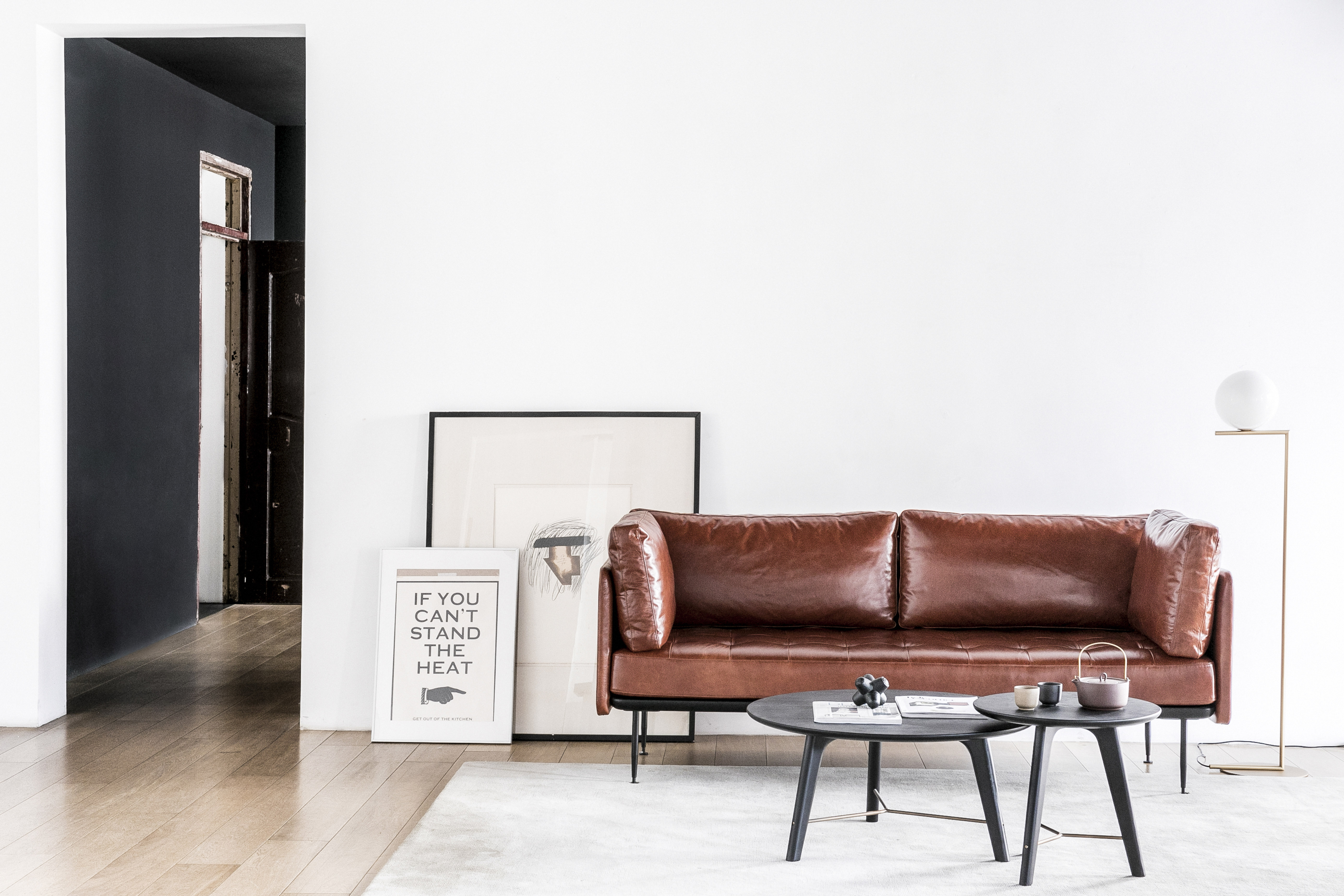 UTILITY 3-Sitzer Sofa Leder Schwarz
