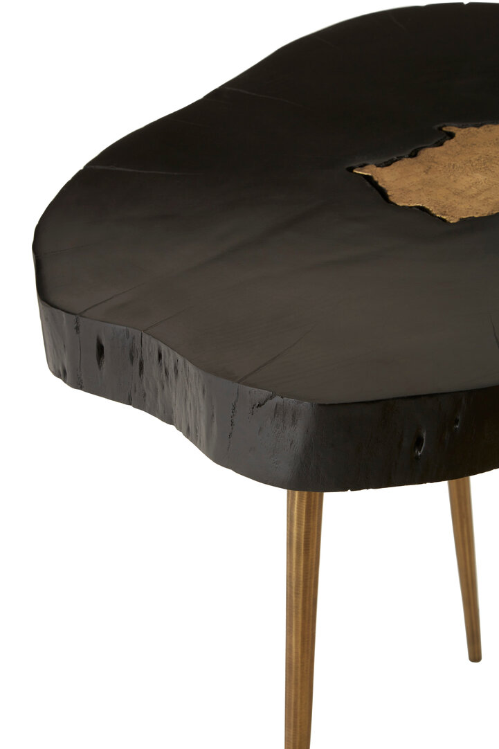 Asamra Side Table Acacia Wood Black Gold