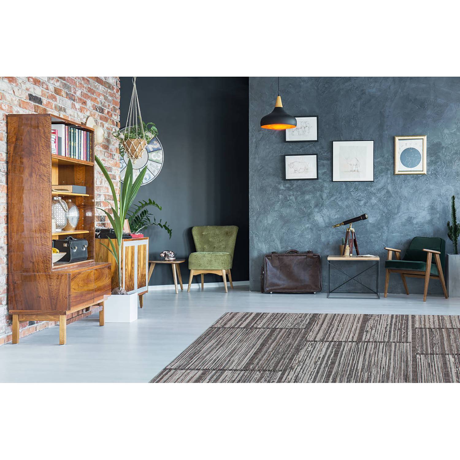 Phoenix 112 Kurzflorteppich Webstoff Grau 80 x 150 cm