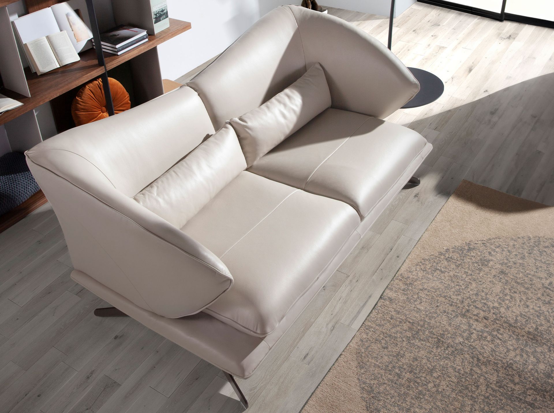 2-Sitzer Sofa in taupegrauem Leder 6145