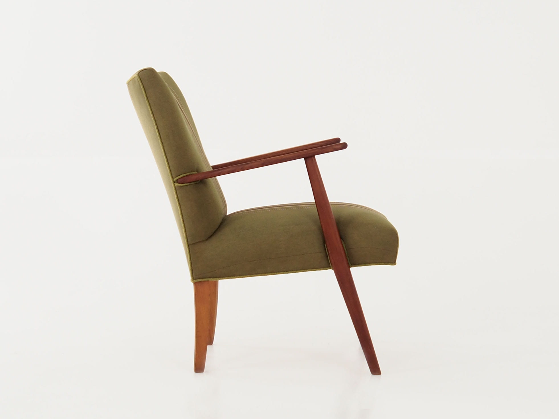 Vintage chair teak wood textile green 1960s