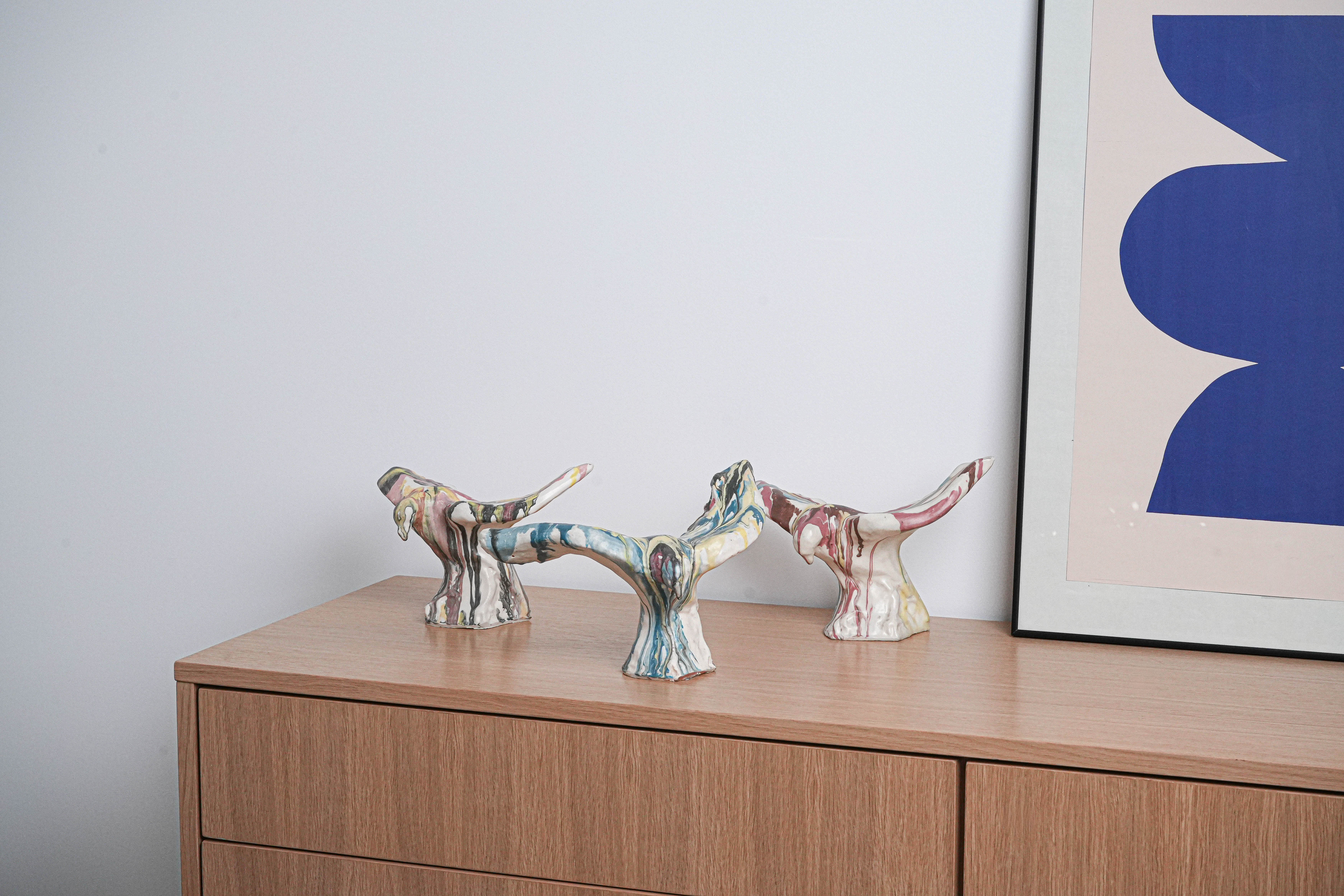 Ceramic bird sculpture Multi-colored 1970s