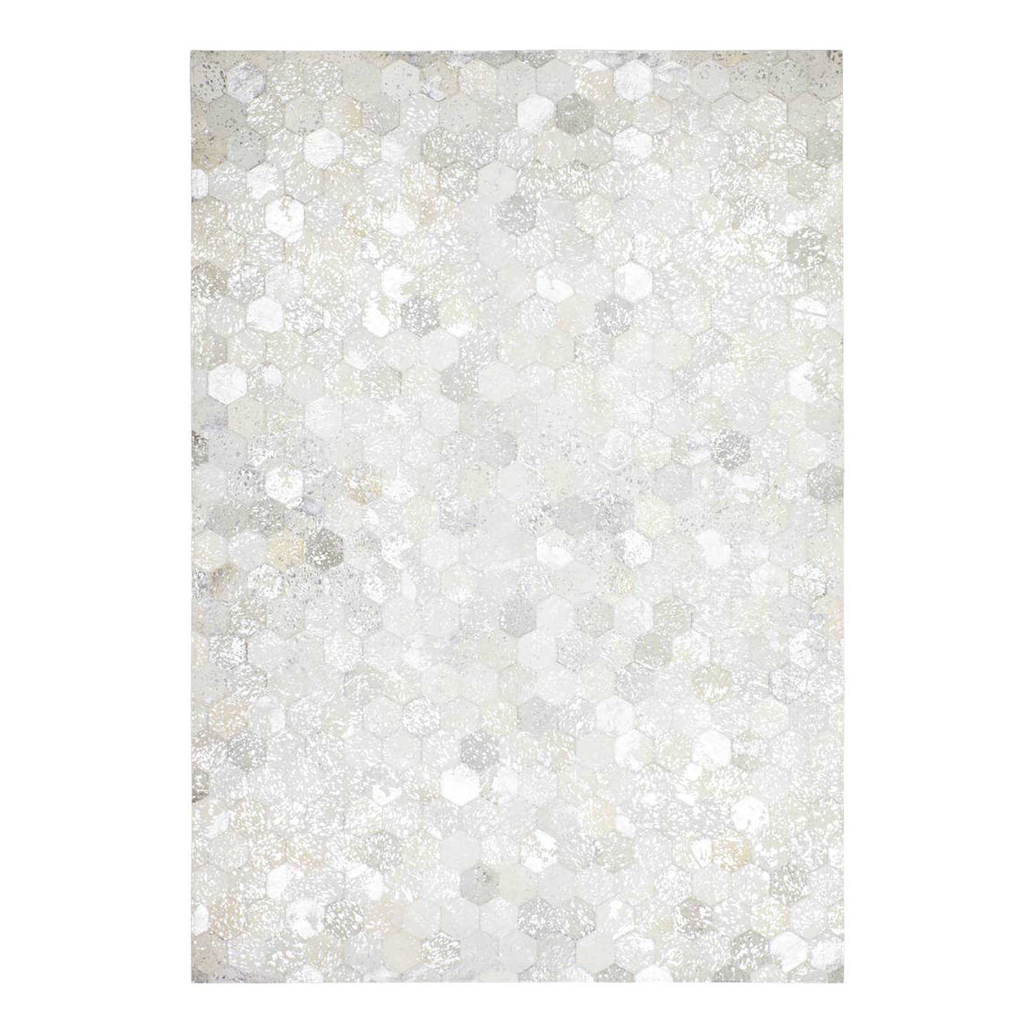 Kurzflorteppich Spark II Leder Wollweiß 120x170cm