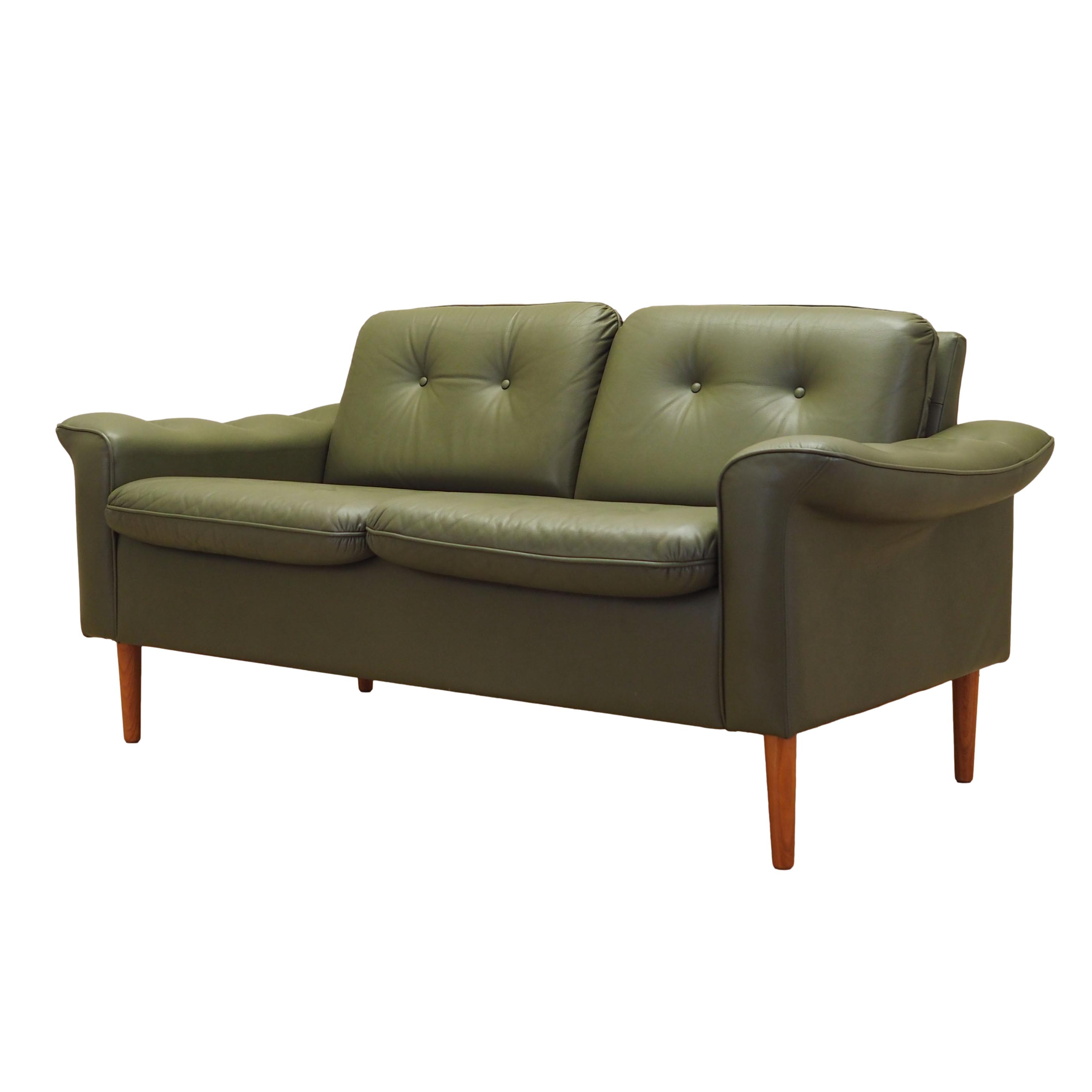Sofa Leder Grün 1970er Jahre