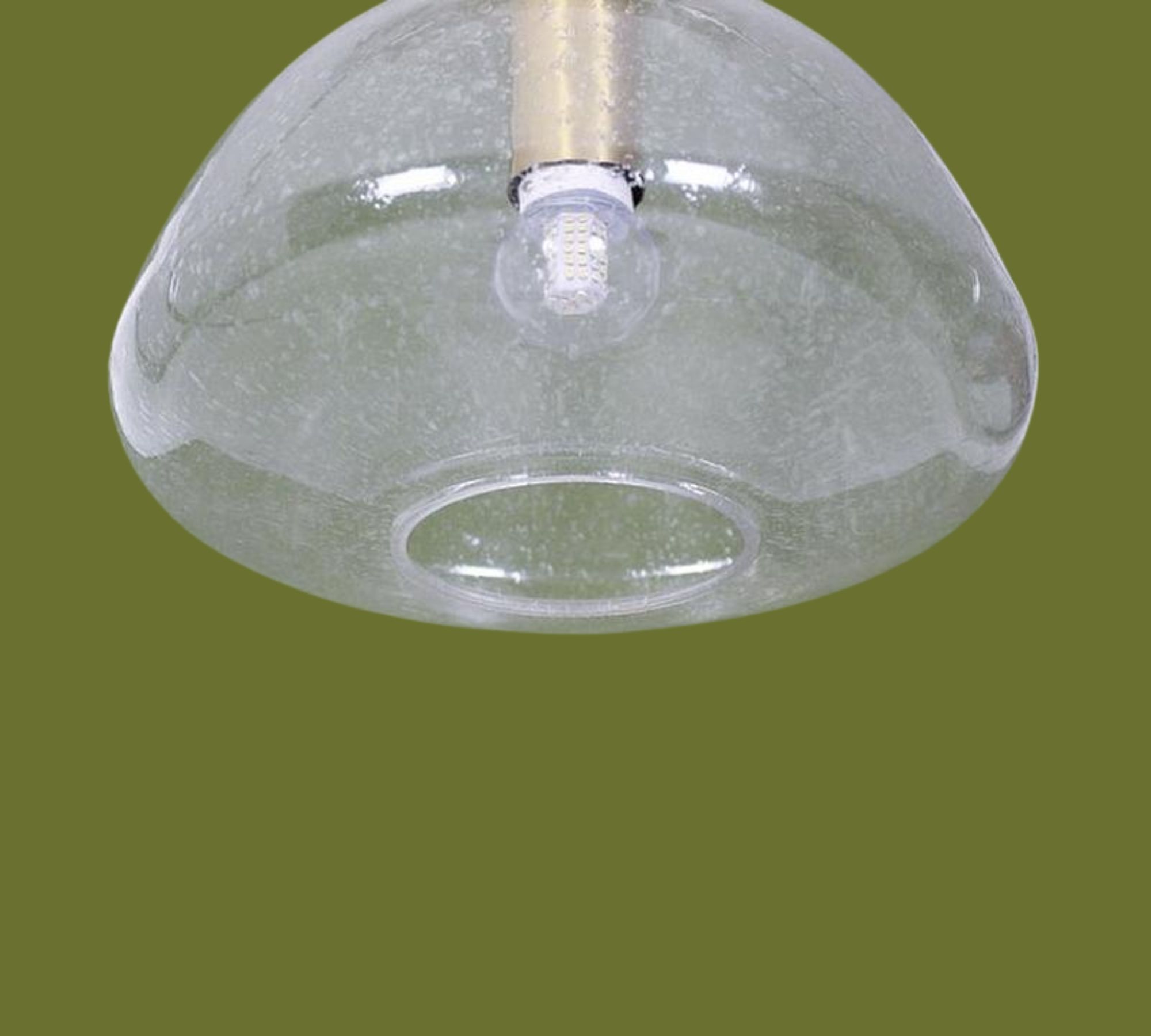 Tulpe Pendelleuchte Eisglas 1960er Jahre