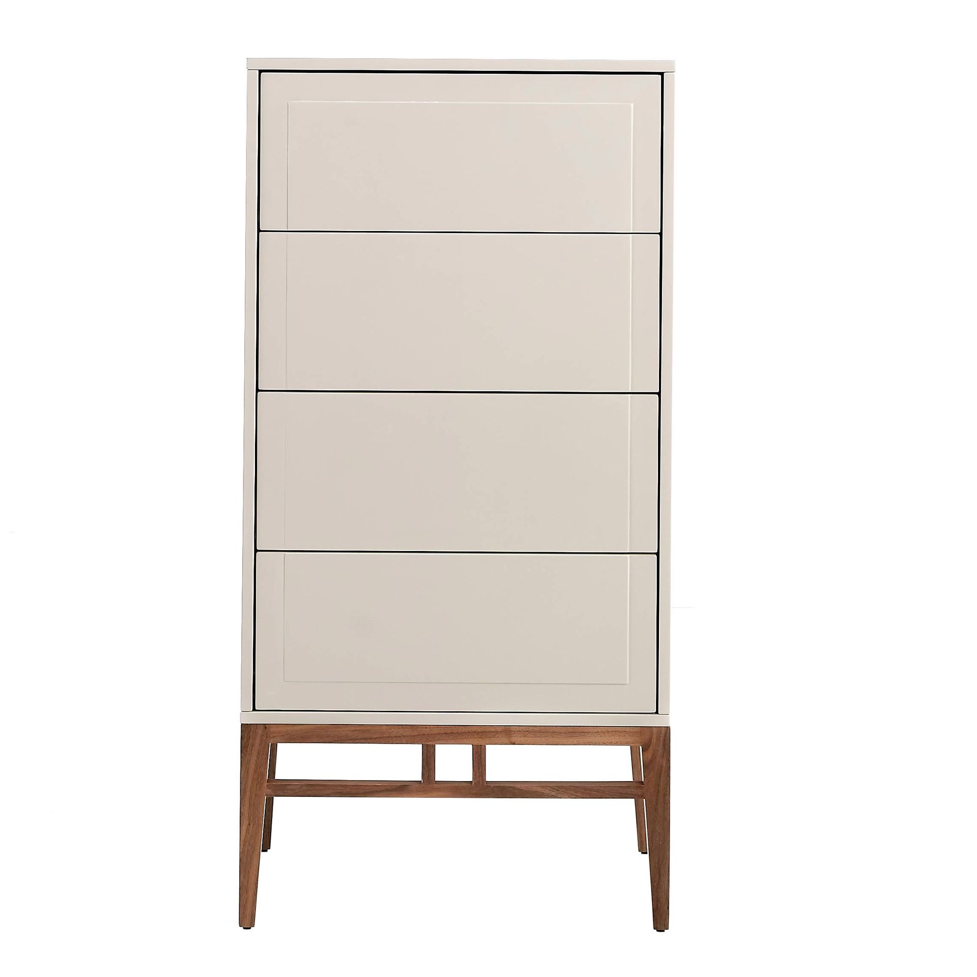 Chiffonier mit 4 Schubladen Walnussfurnier Creme