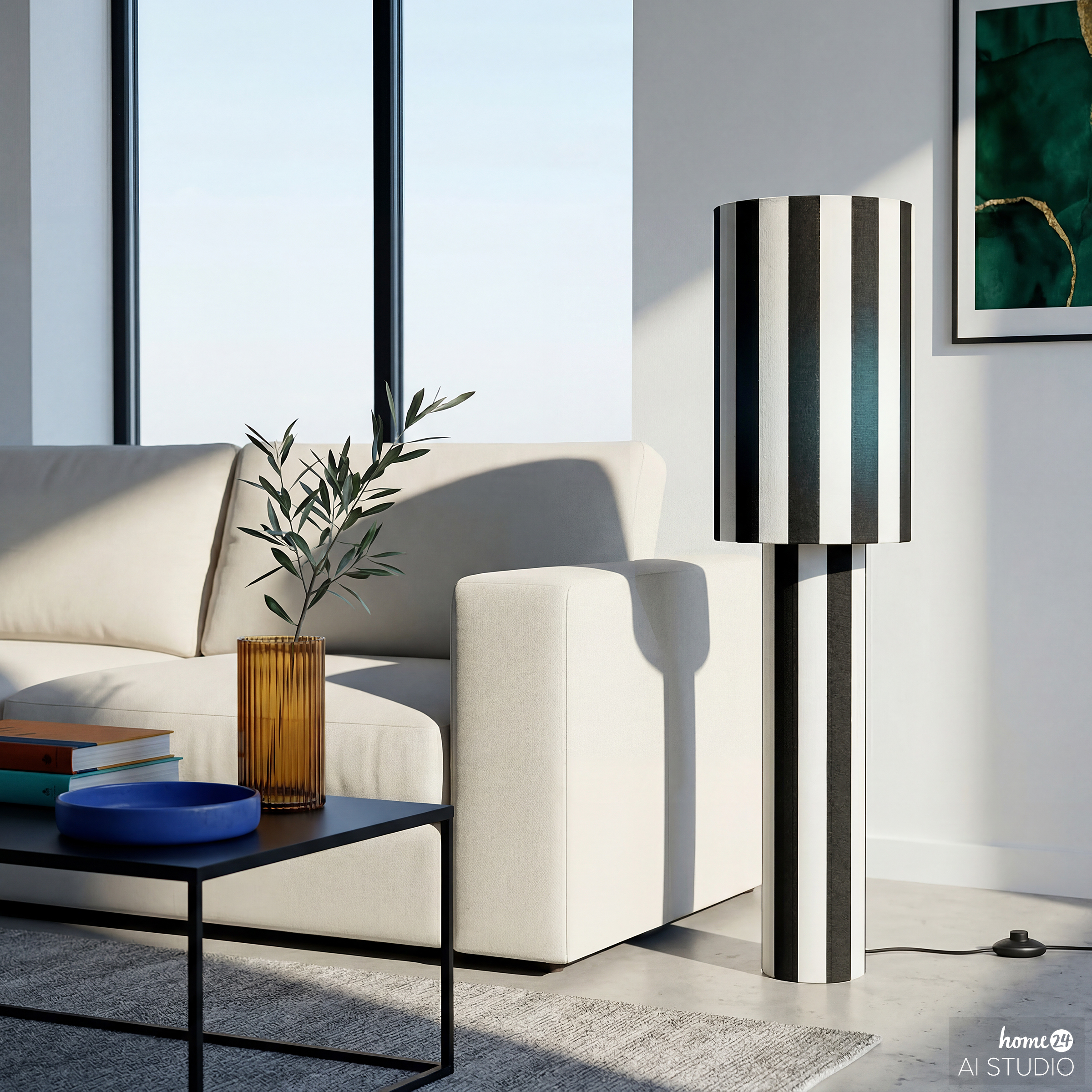 Floor lamp Nuvio 1-Light Iron Linen Black