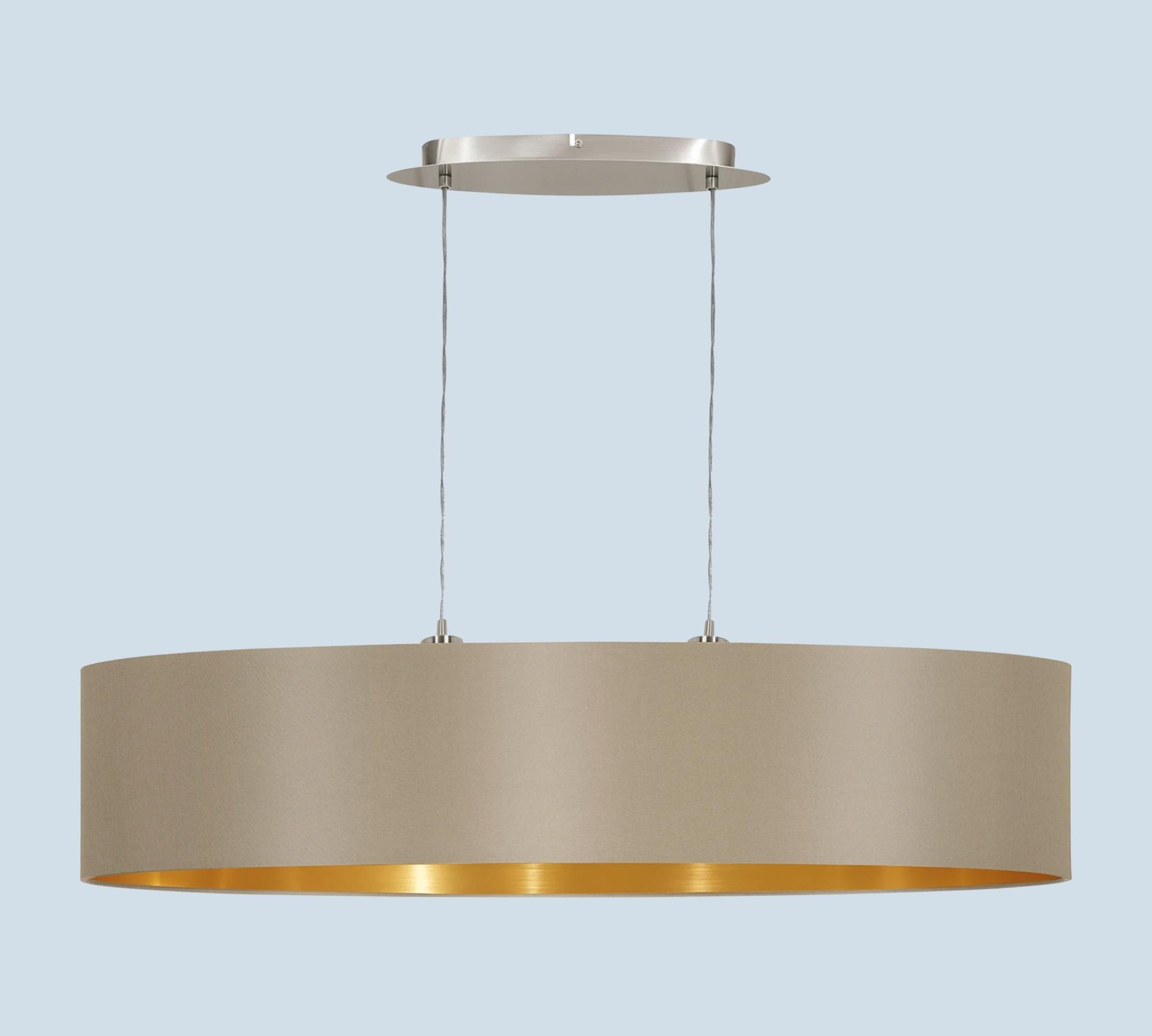 2-Flammige Pendelleuchte Mischgewebe Beige/Gold