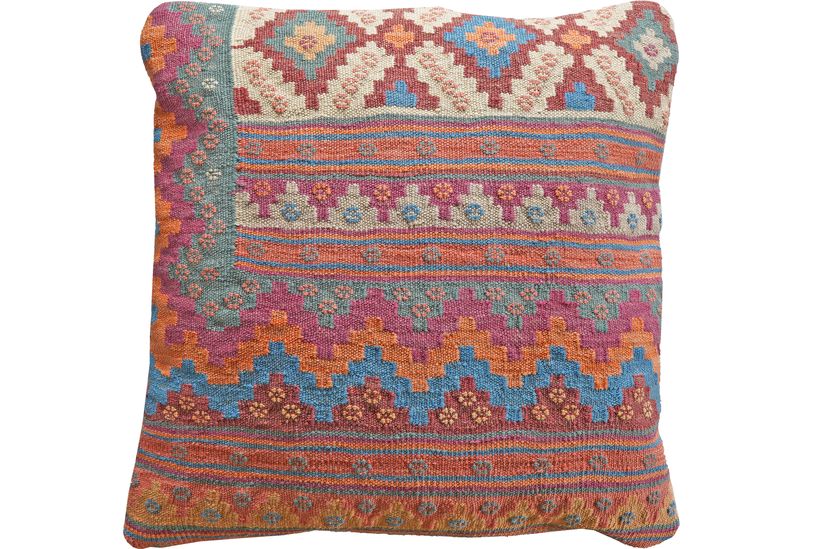 Kelim Kissen Wolle Baumwolle Mehrfarbig