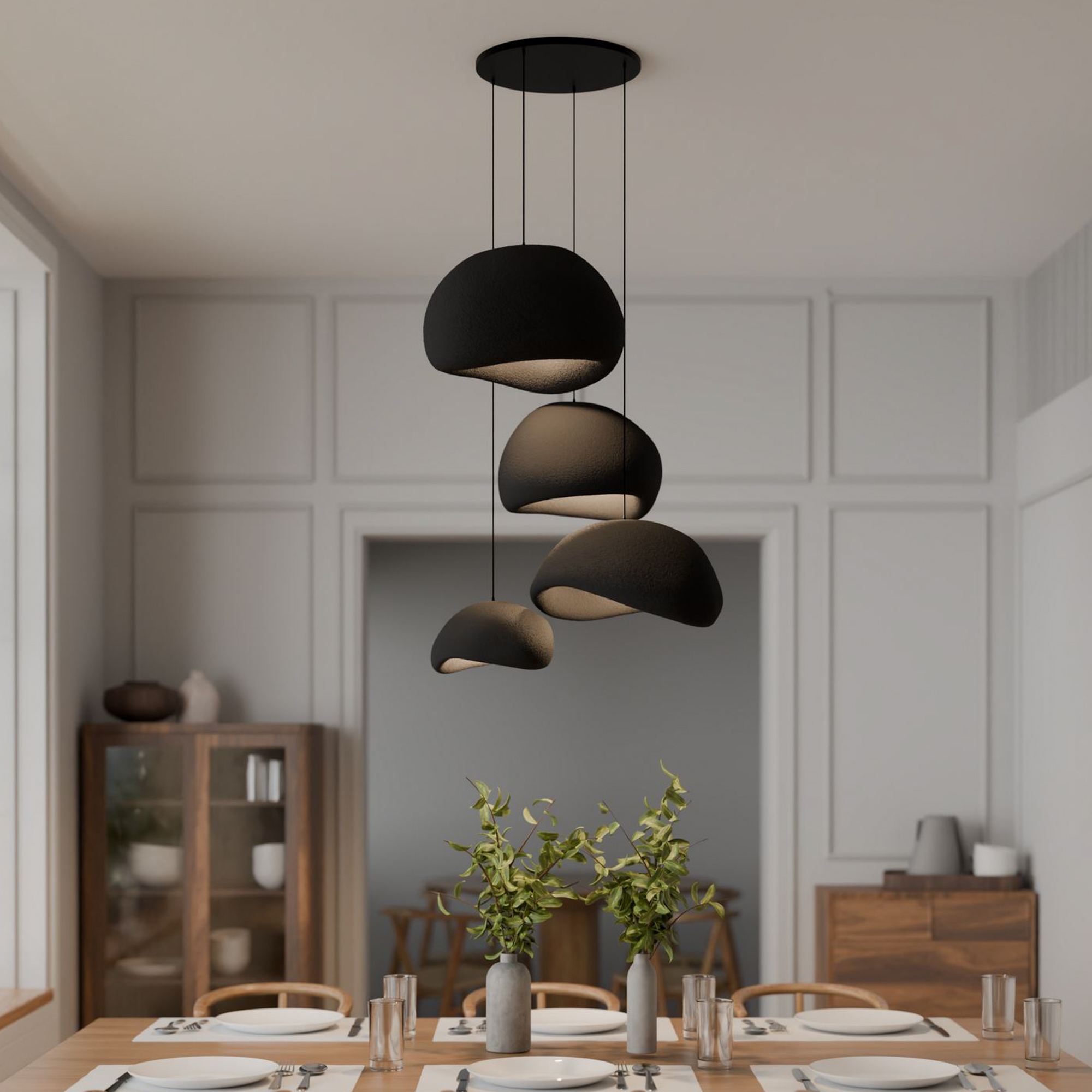 4-Flammig Wabi Sabi Sabi Glows Pendelleuchte Schwarz