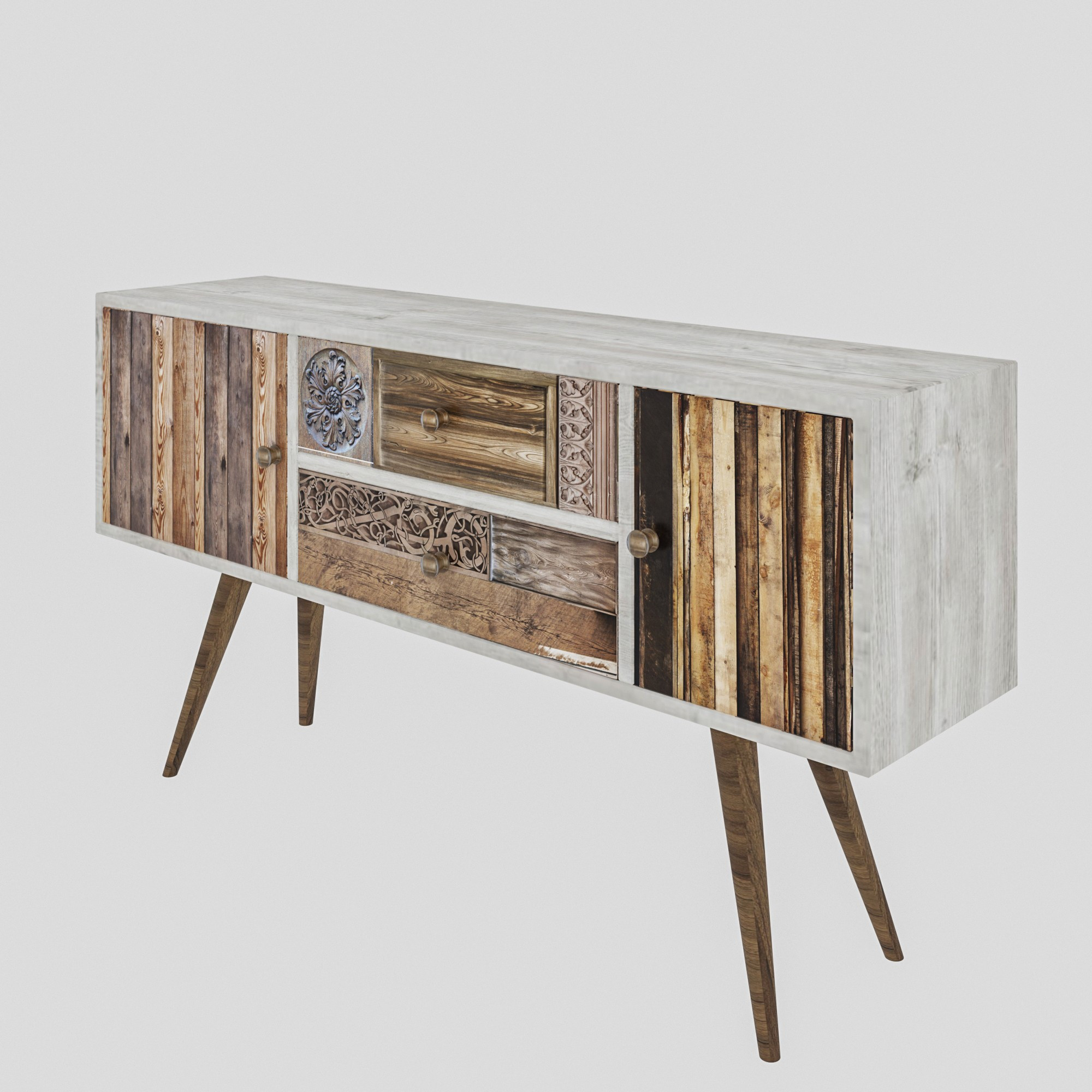 Odense Lowboard Holzfurnier Weiß