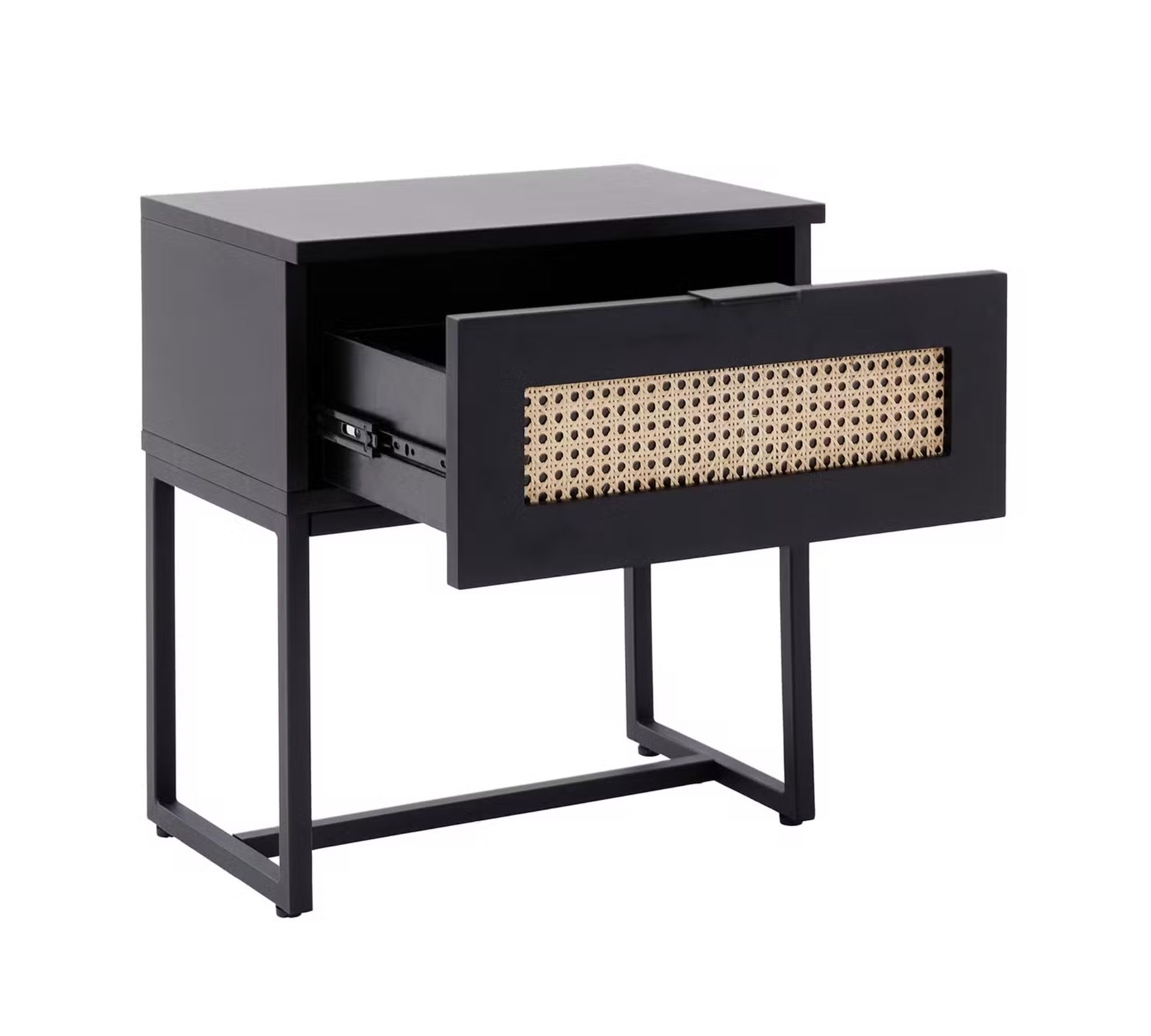Little Vienna Nachttisch Rattan Eichenholzfurnier Schwarz