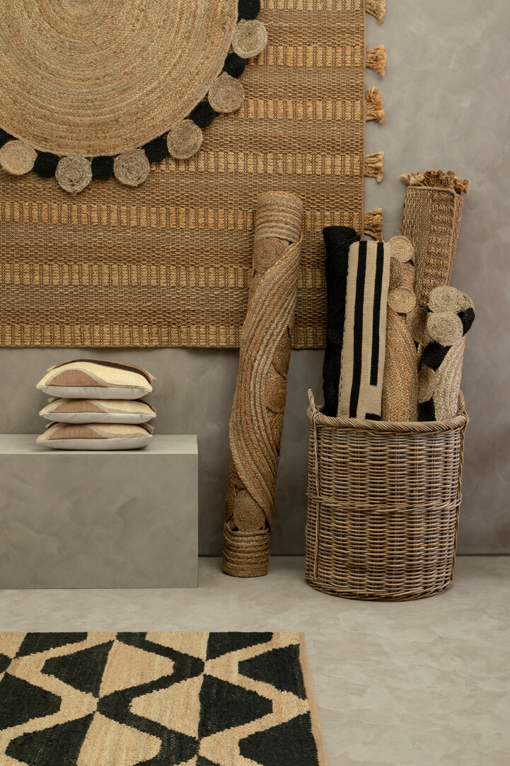 Bosie Demir Großer Teppich Jute Natur Schwarz