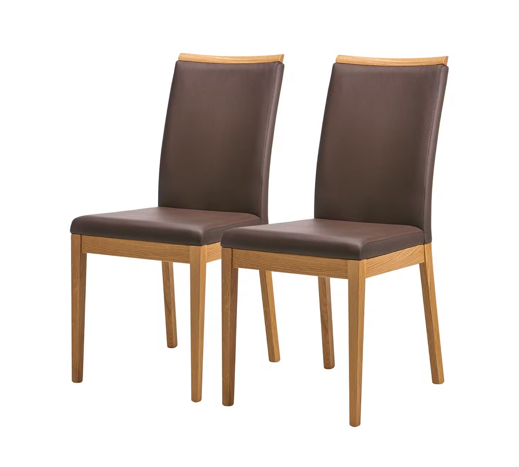 2x Esszimmerstuhl Wildeiche Leder Braun