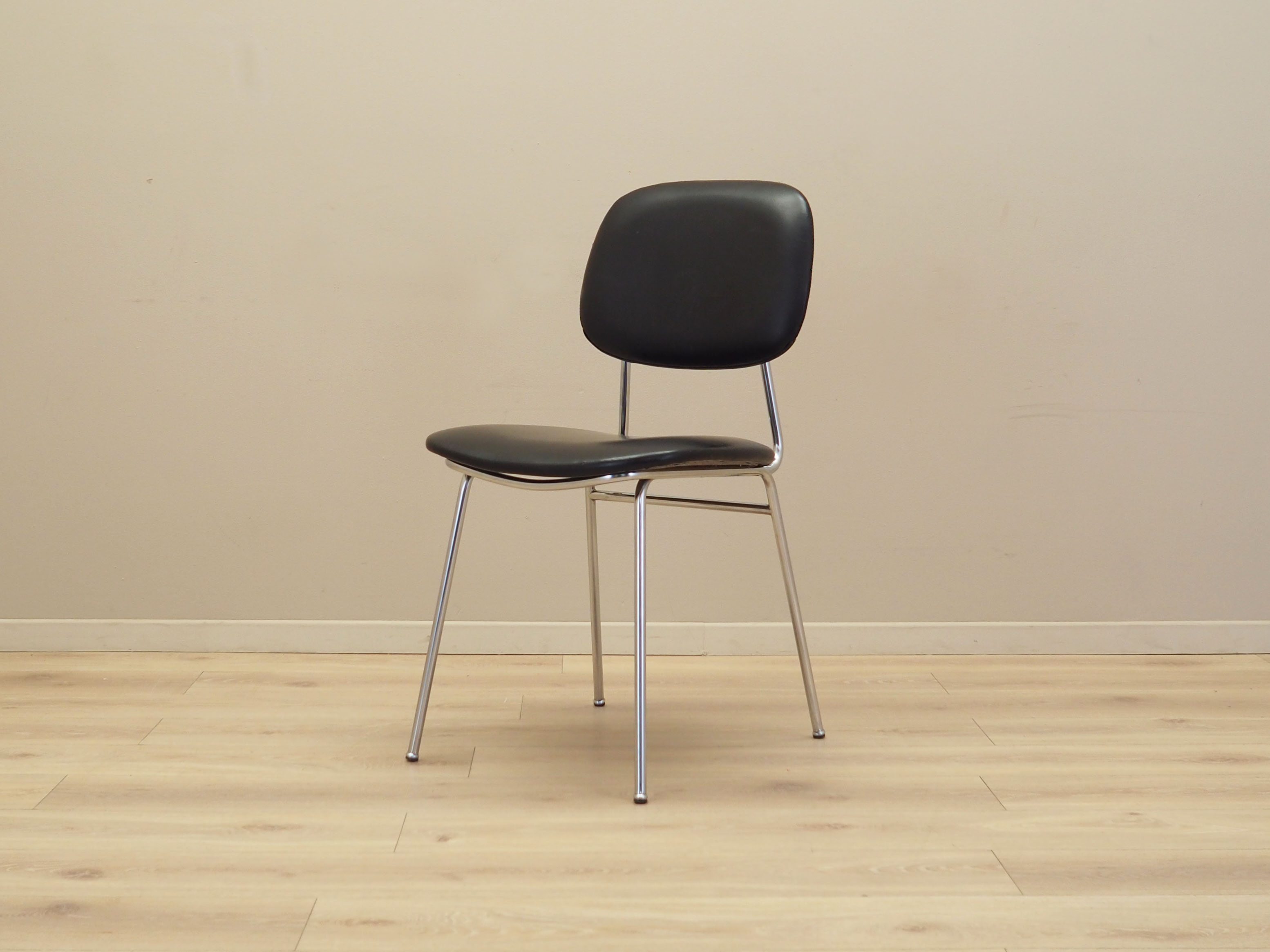 Dining chair faux leather metal 1970s