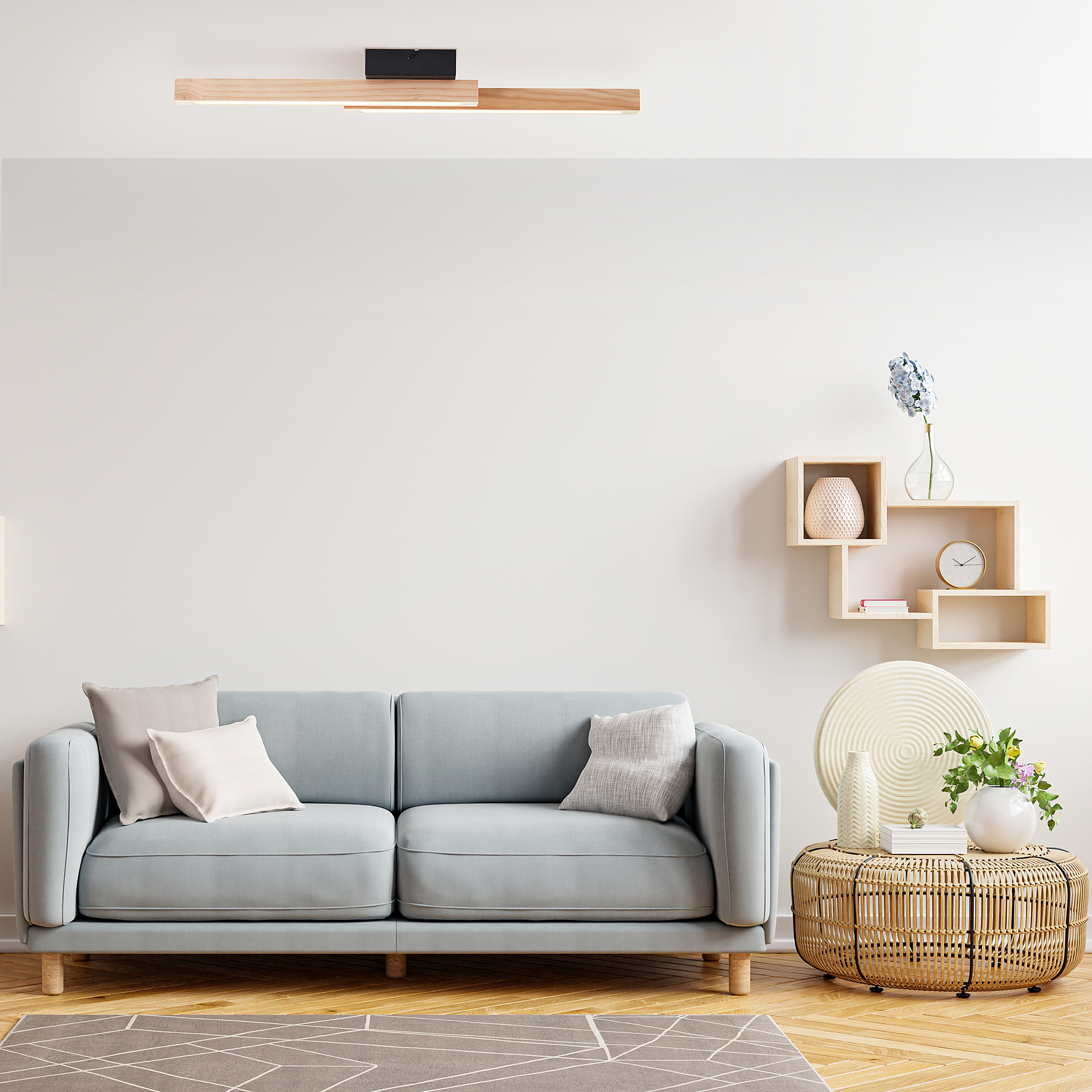 Arion LED-Deckenleuchte 1-flammig Kiefer Teilmassiv Stahl