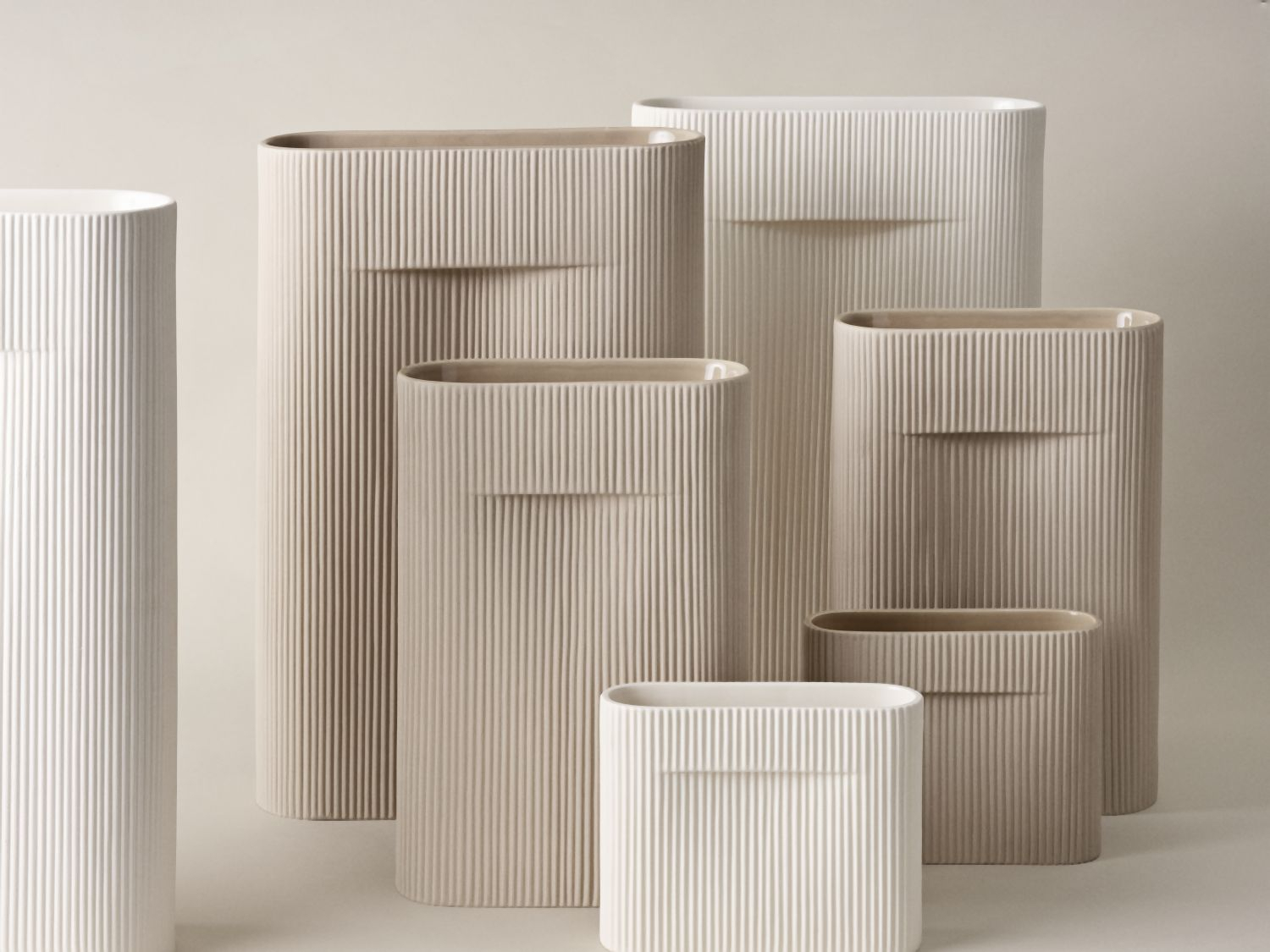 Ridge Vase Beige