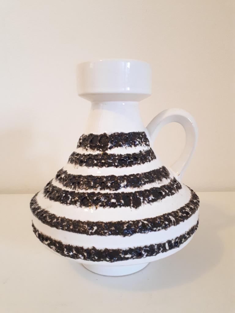 Vintage Vase Keramik Schwarz Weiß 1960er Jahre