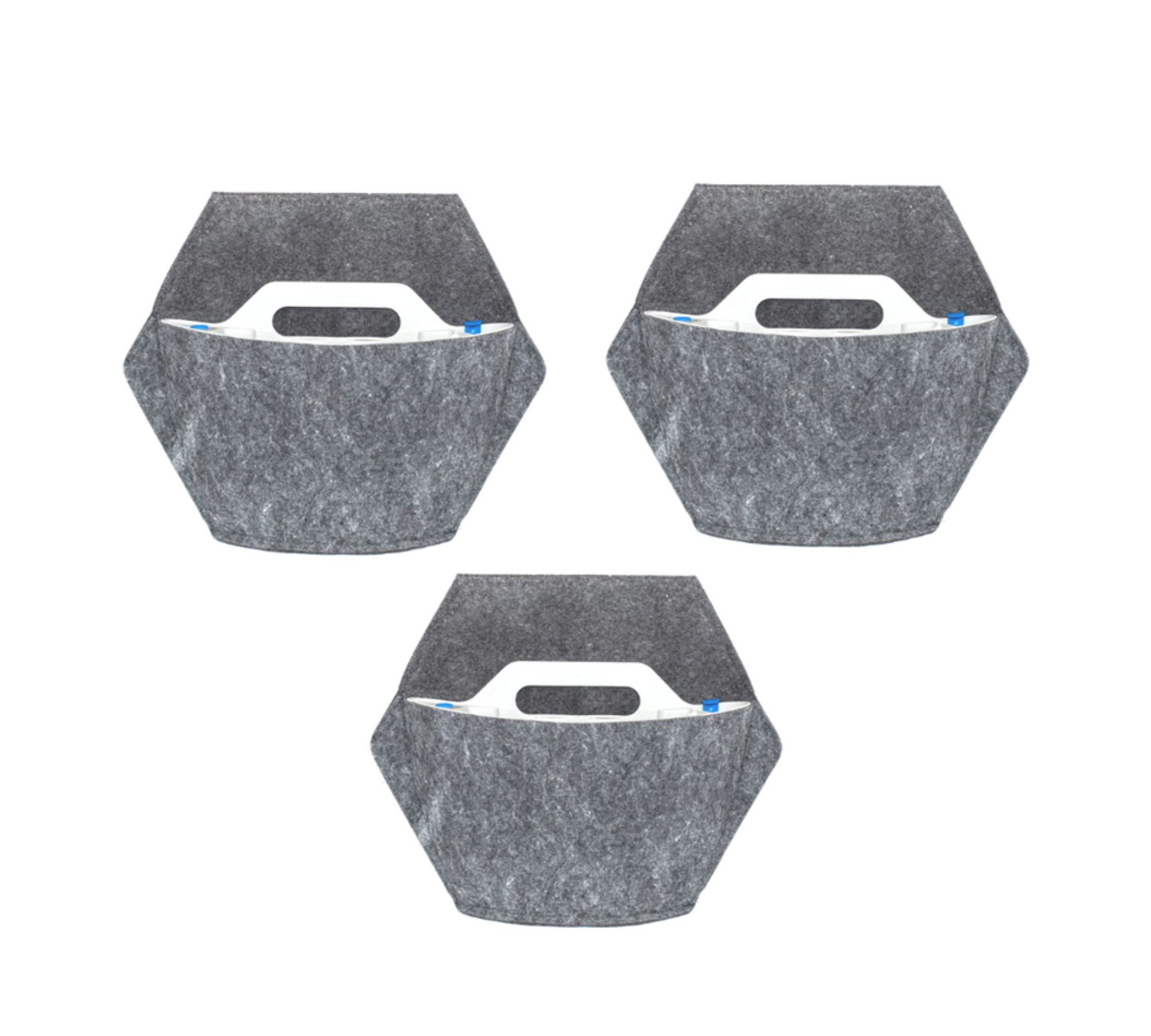 3x Wall planter Gray with textile cover