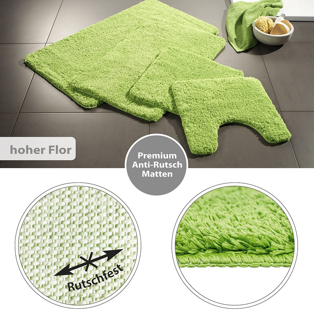 Flauschige Hochflor Badematte Grün Öko-Tex Standard 100