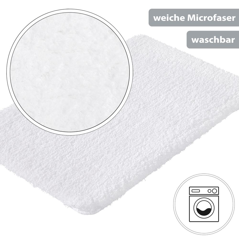 Flauschige Hochflor Badematte Weiß