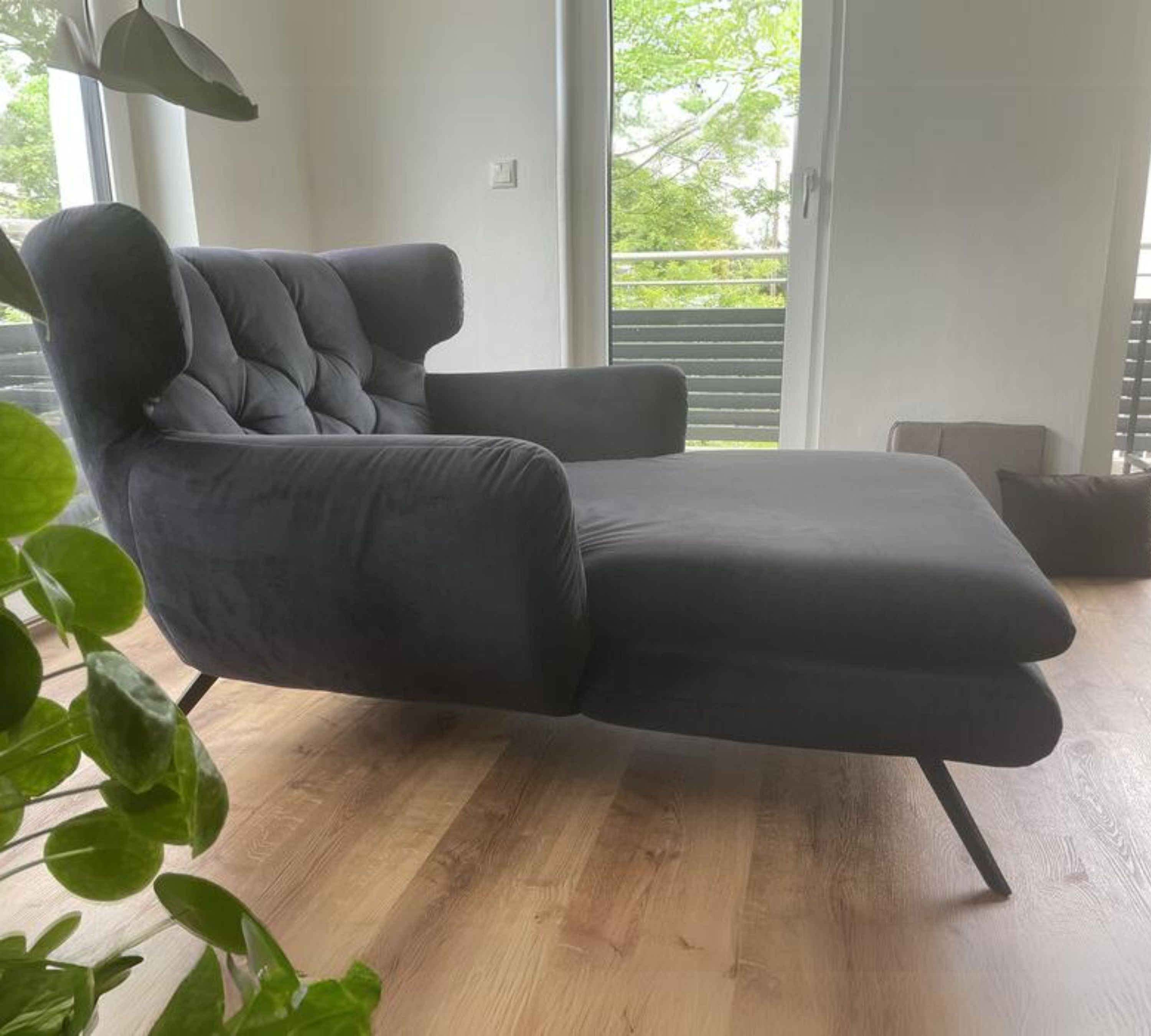 Loungesessel Samt Metall Schwarz
