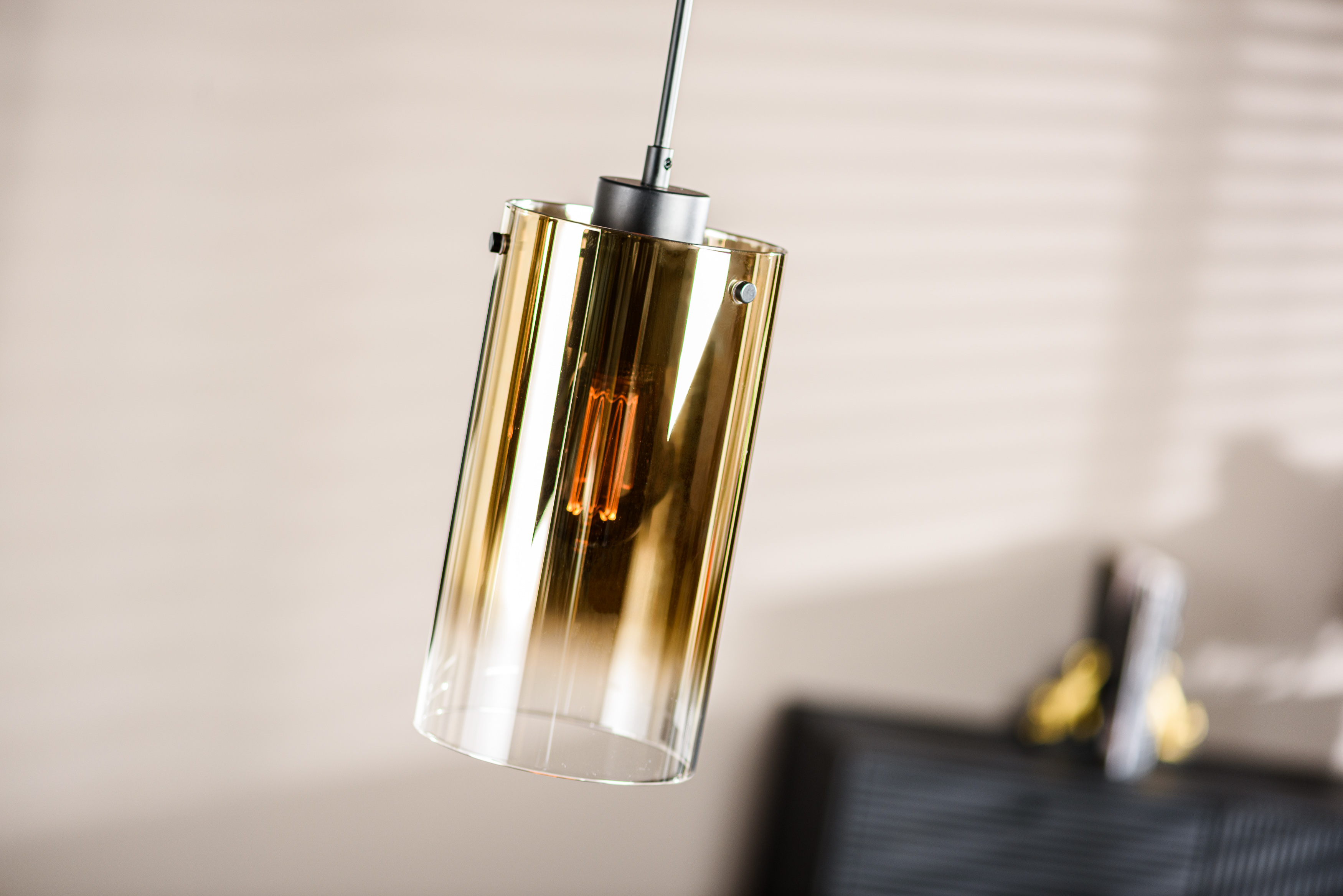 Pendelleuchte Rauchglas Gold