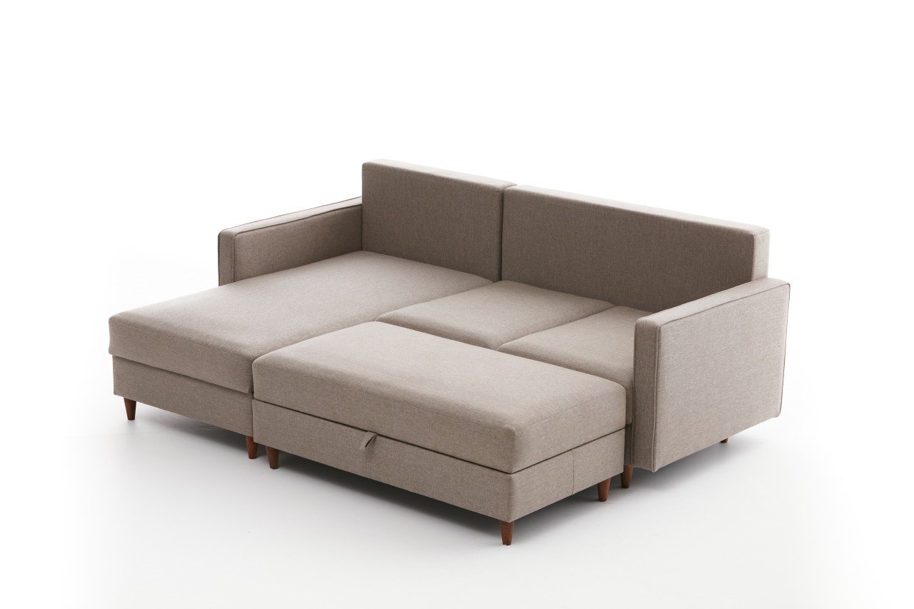 Eva Sofa Récamiere Links mit Hocker Creme