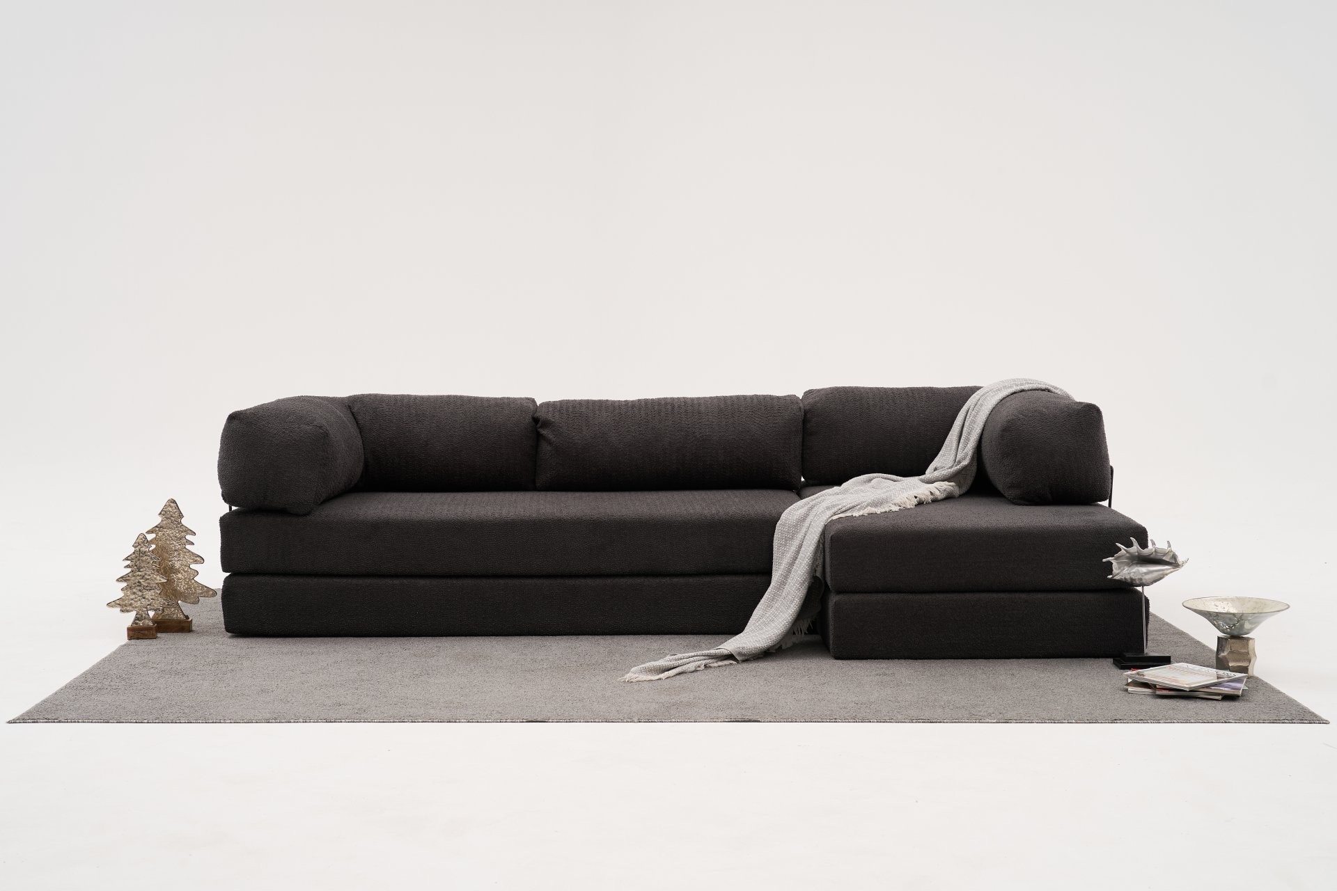 Comfort Schlafsofa Récamiere Rechts Anthrazit