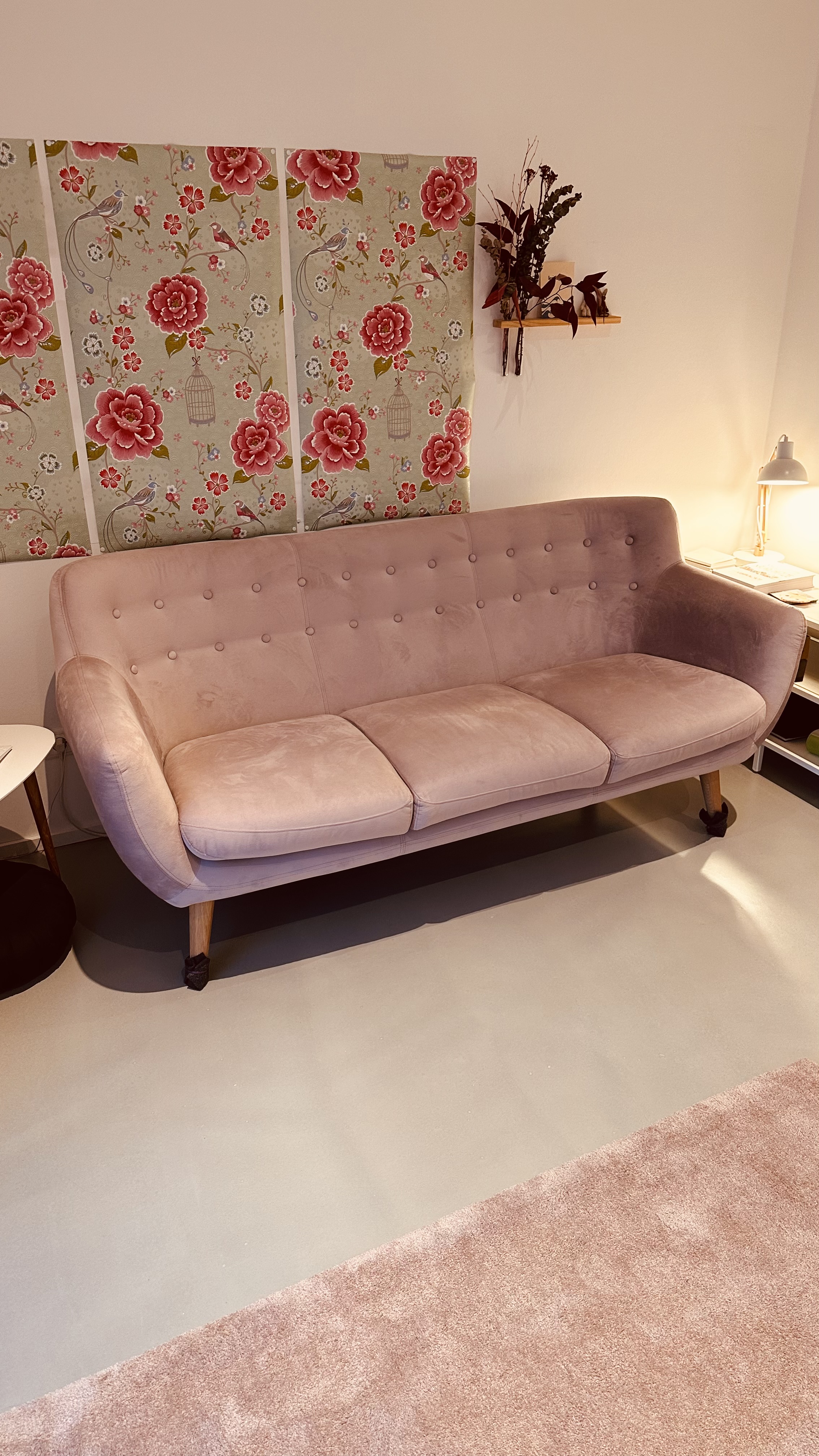 Anne Sofa 3-Sitzer Velour Lux Vintage Rosa