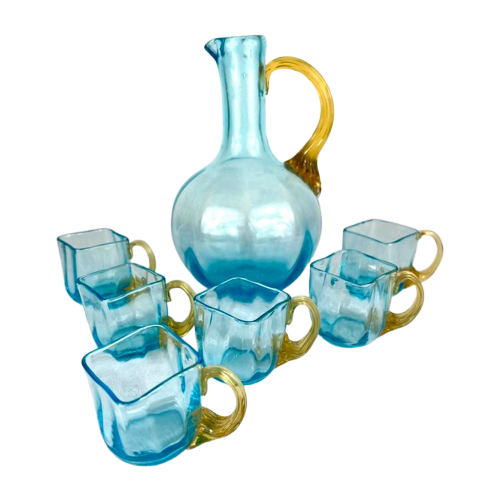 George Sand Liqueur set 1900s Turquoise