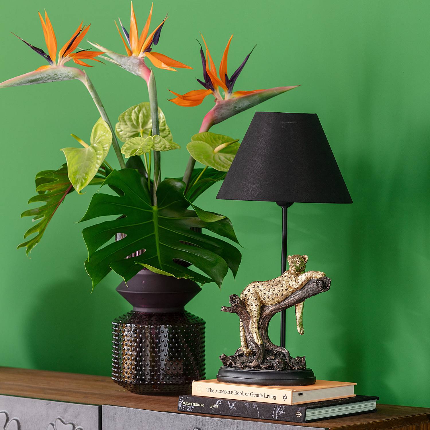 Table Lamp Relax Leopard Steel Black