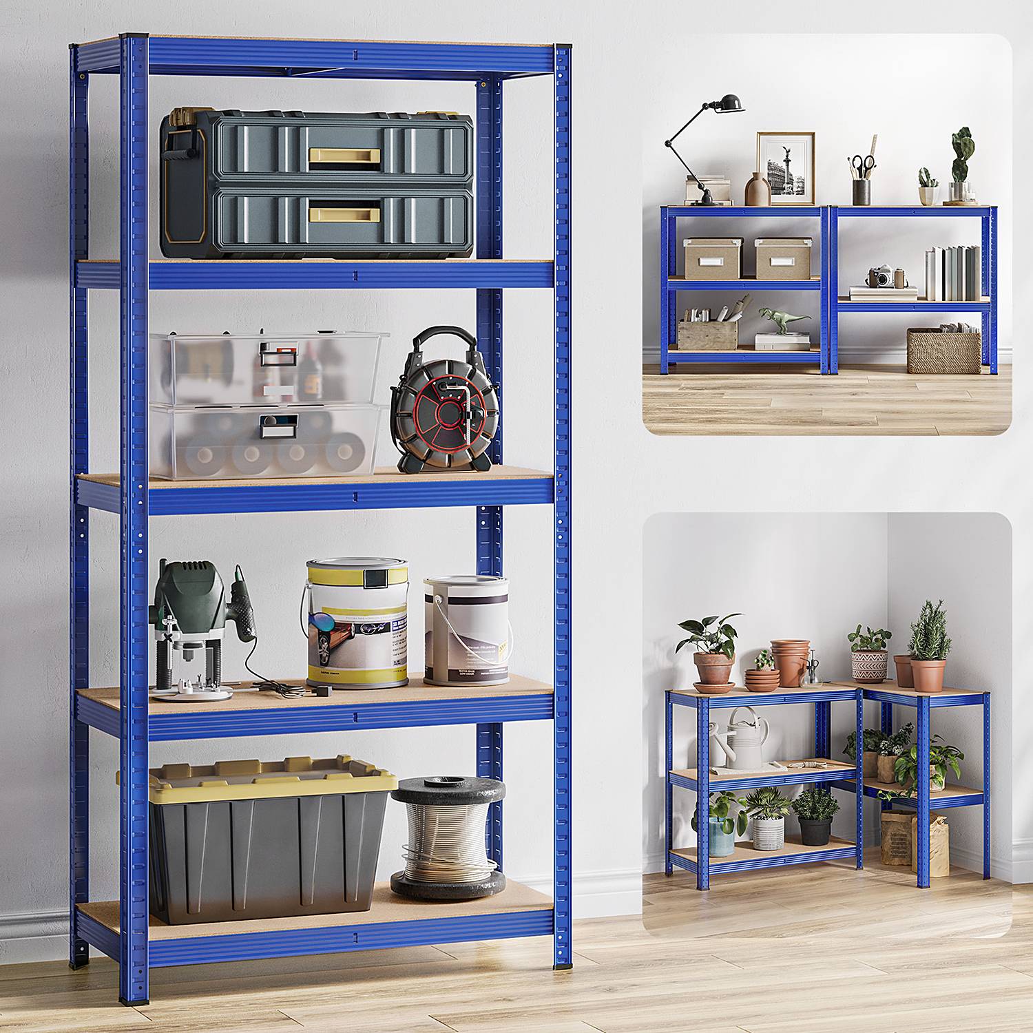 Heavy-duty shelving Hastal steel blue