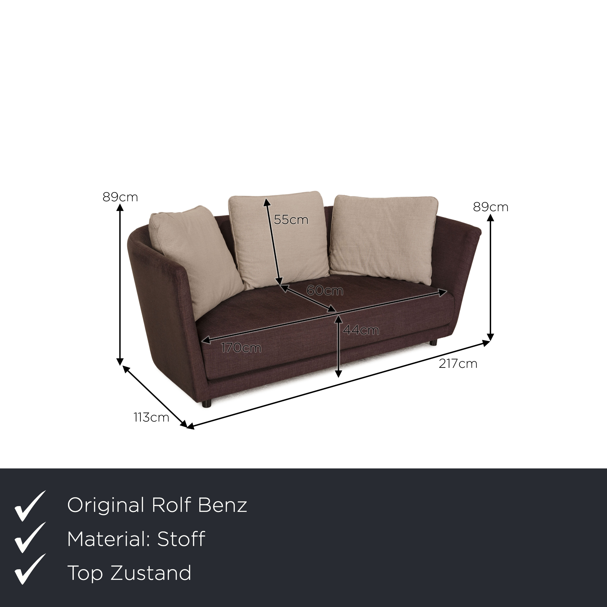 Tondo Sofa 3-Sitzer Stoff Braun