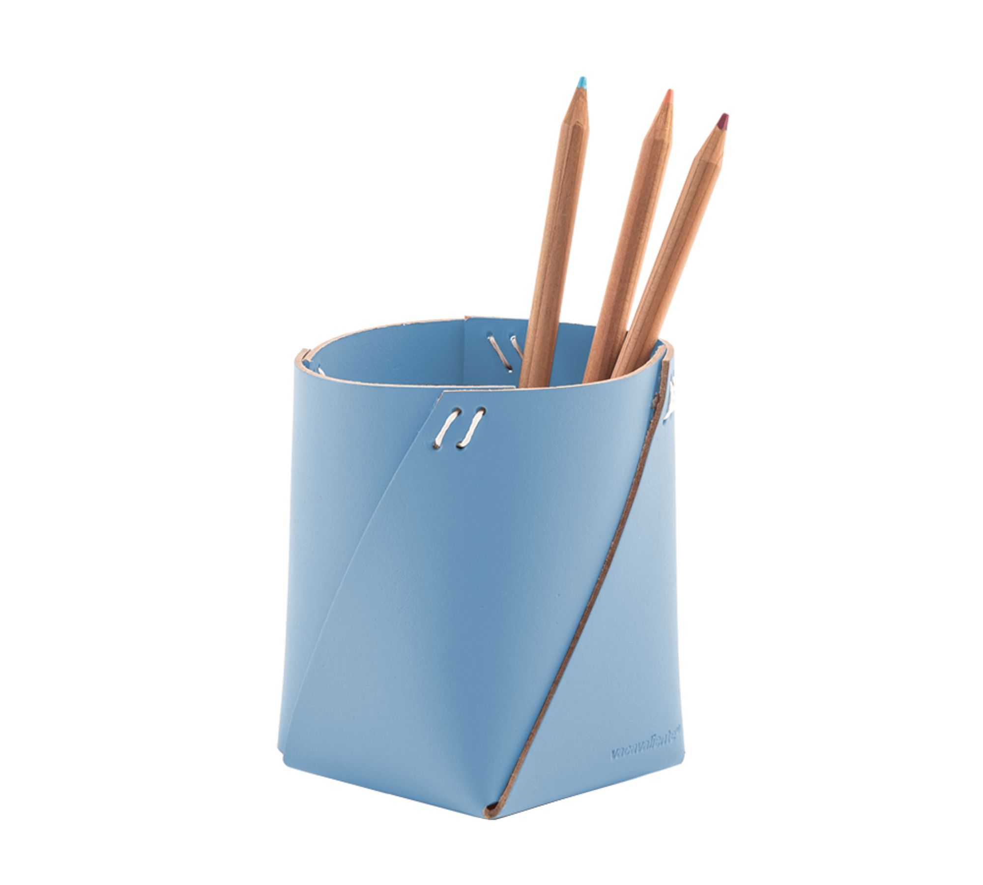 Stiftehalter 100% Recyceltes Leder Blau