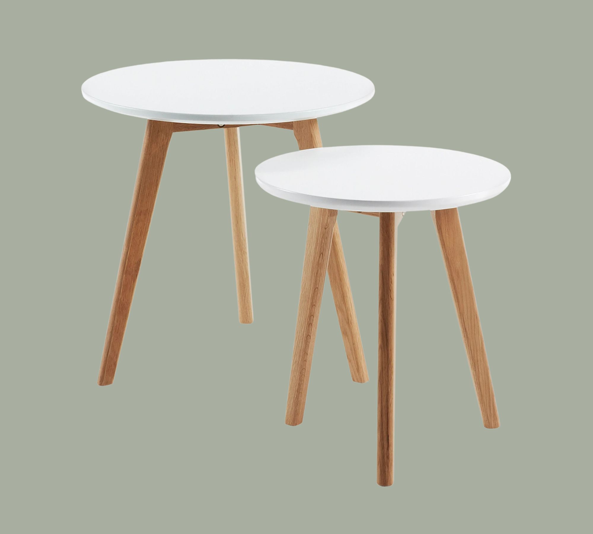 2er Set Beistelltisch Massivholz Weiß