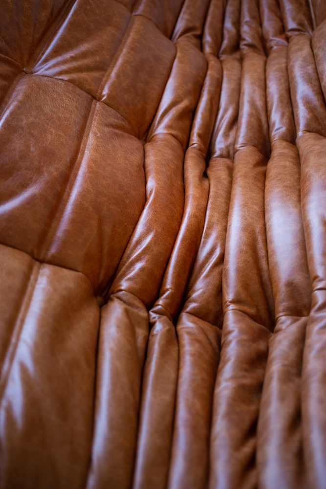 Togo Corner Sofa Pull-Up Leather Pine Brown