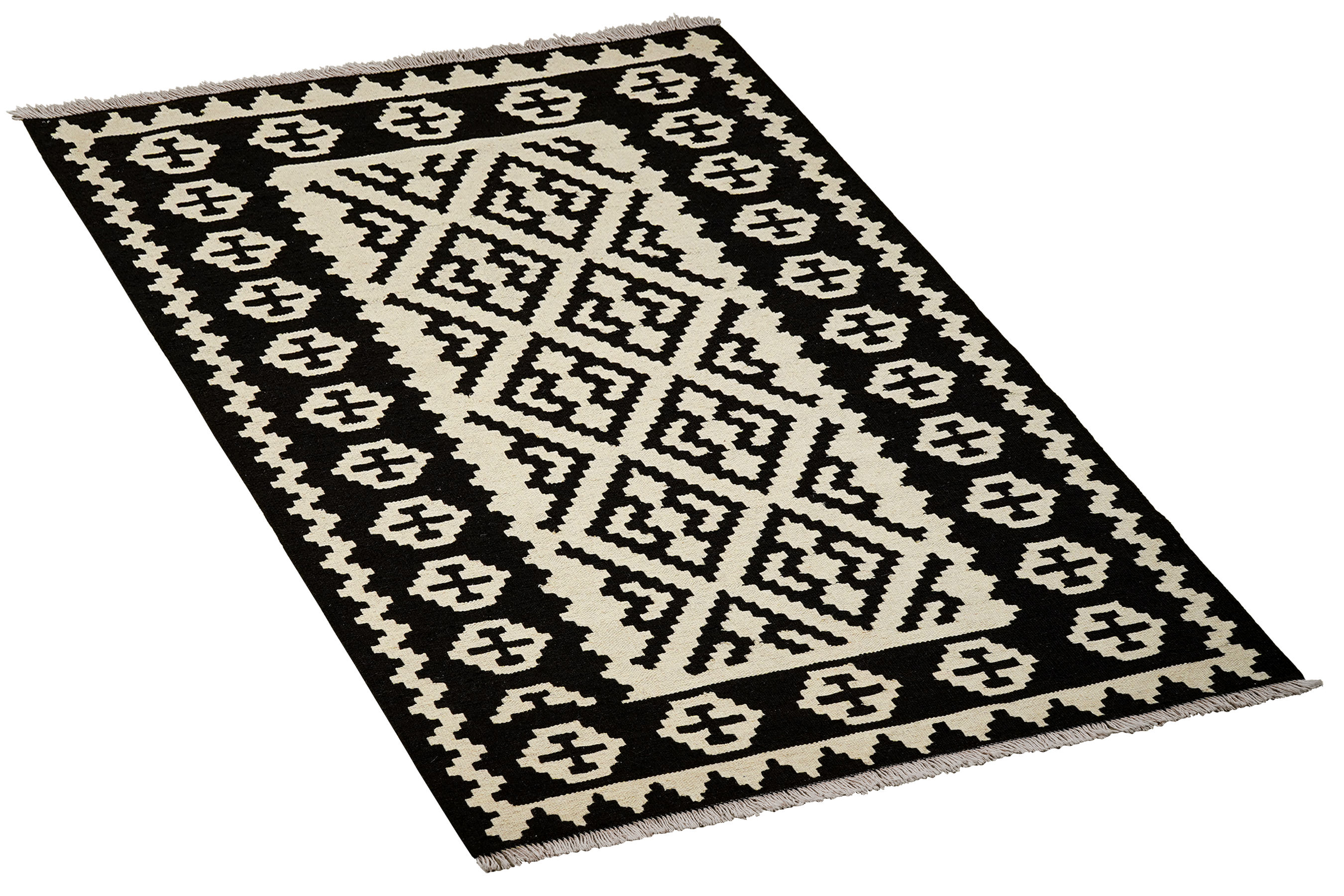 Kilim Gashgai Teppich Schwarz