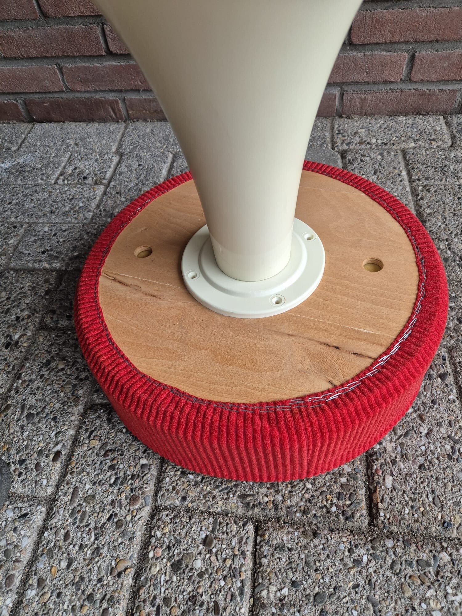 Vintage Hocker Friedrich Stuckenbröker Kunststoff Holz Rot