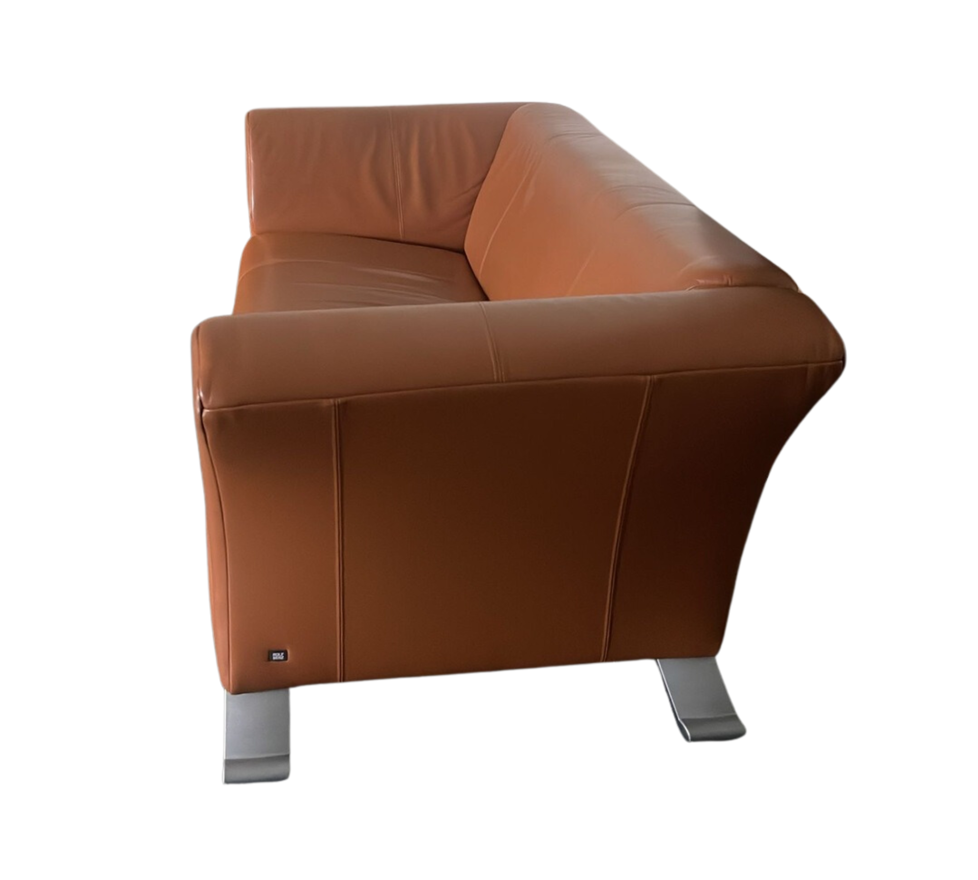 2x Sofa Leder Aluminium Orange