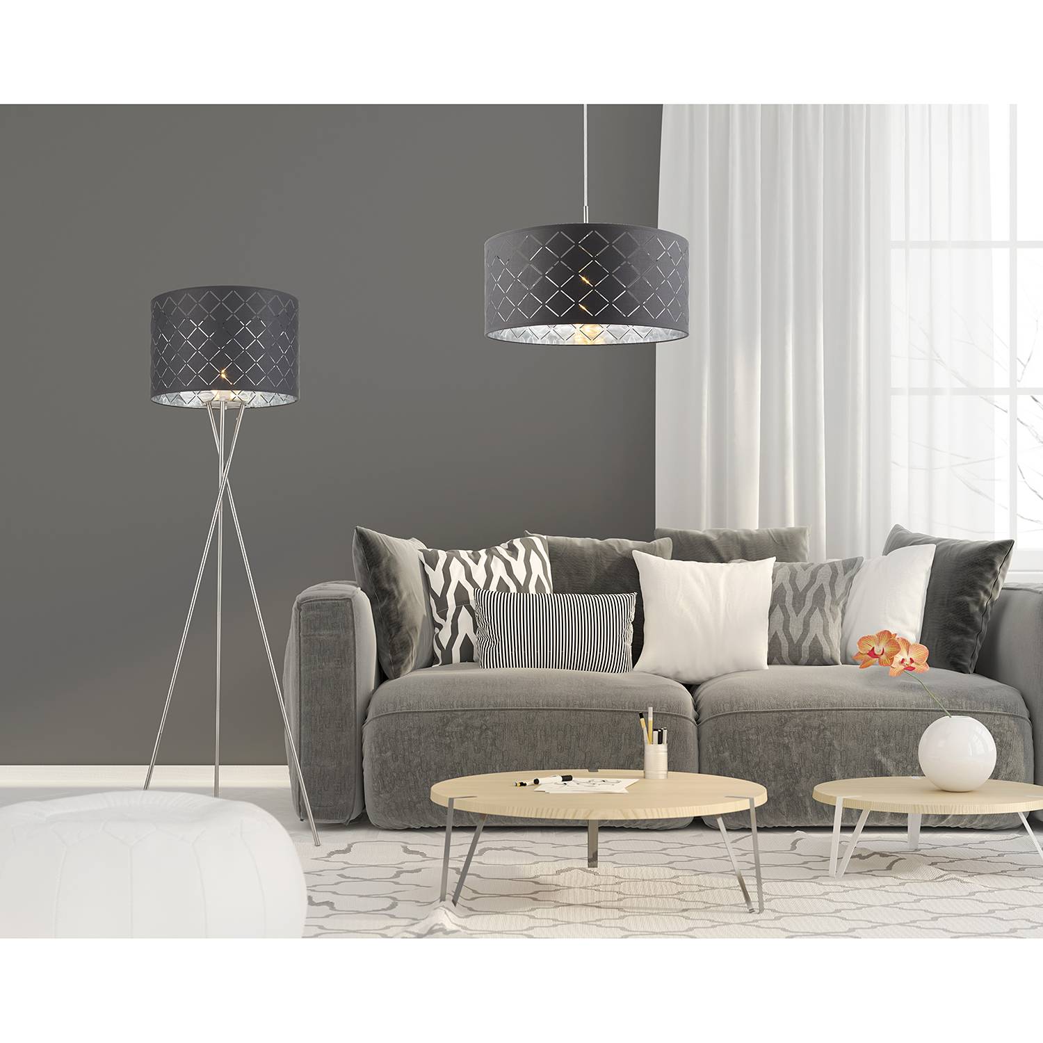 Pendant lamp Kidal I Grey