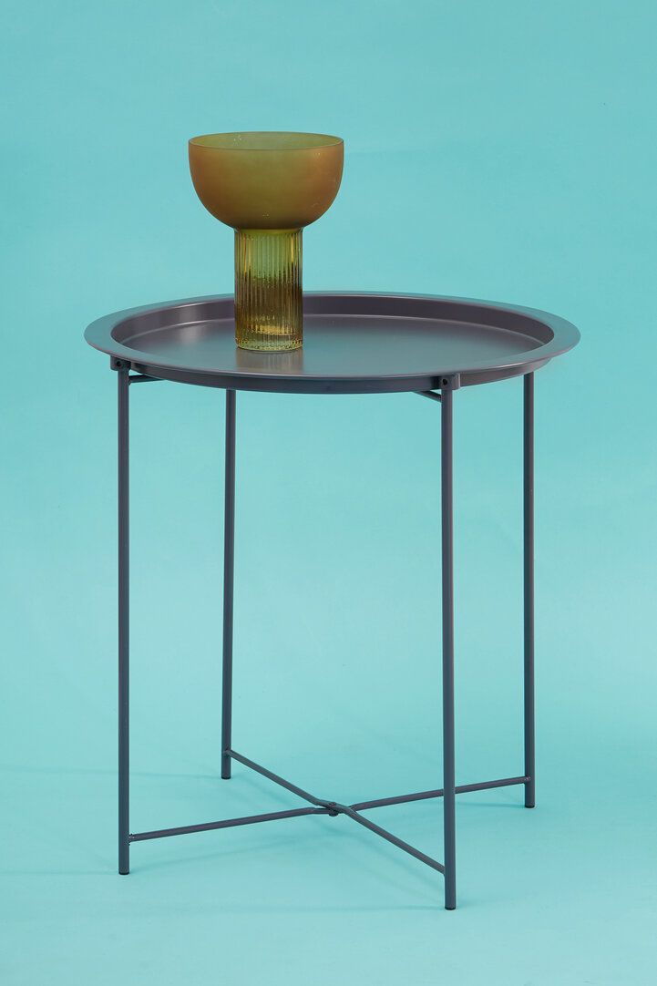 Steel Round Side Table Metal Grey