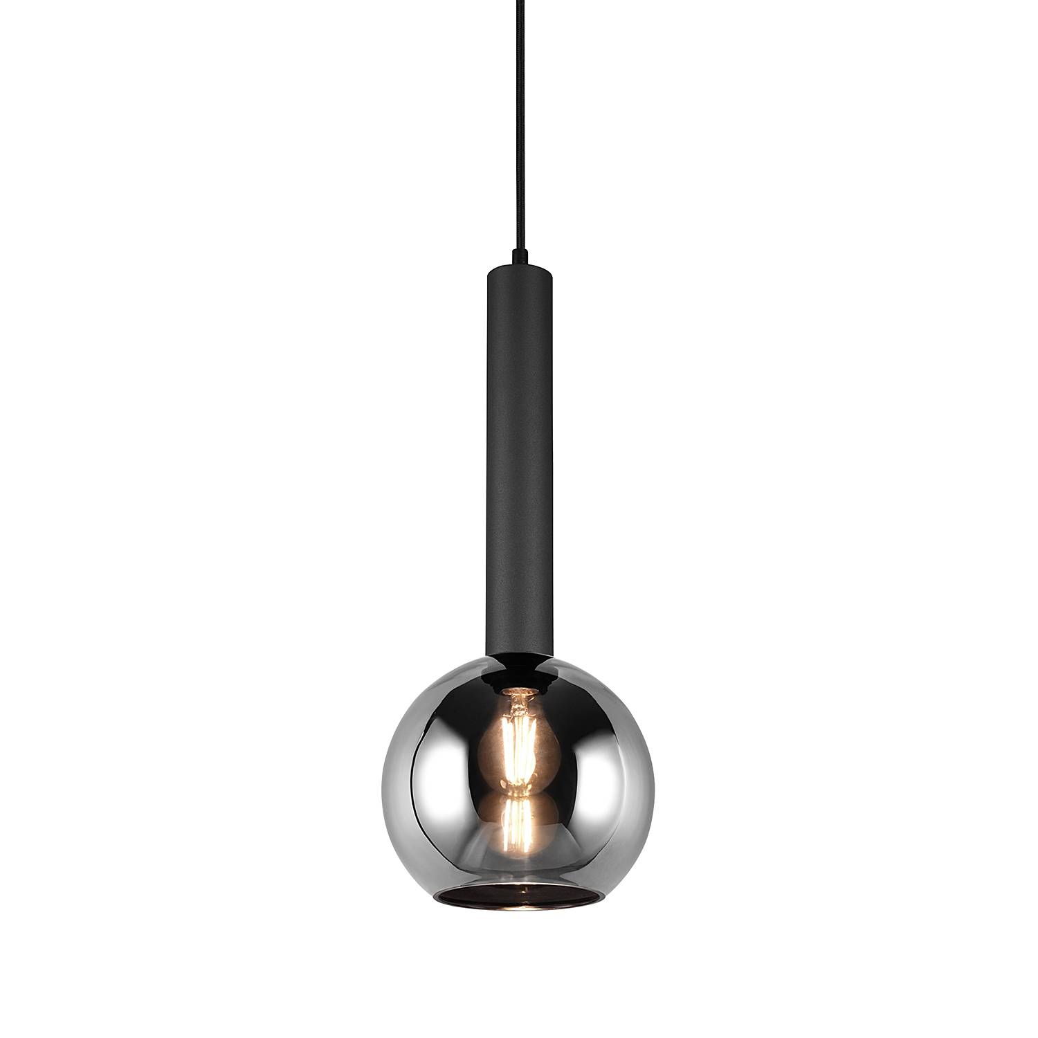 Pendelleuchte Clayton Rauchglas Schwarz