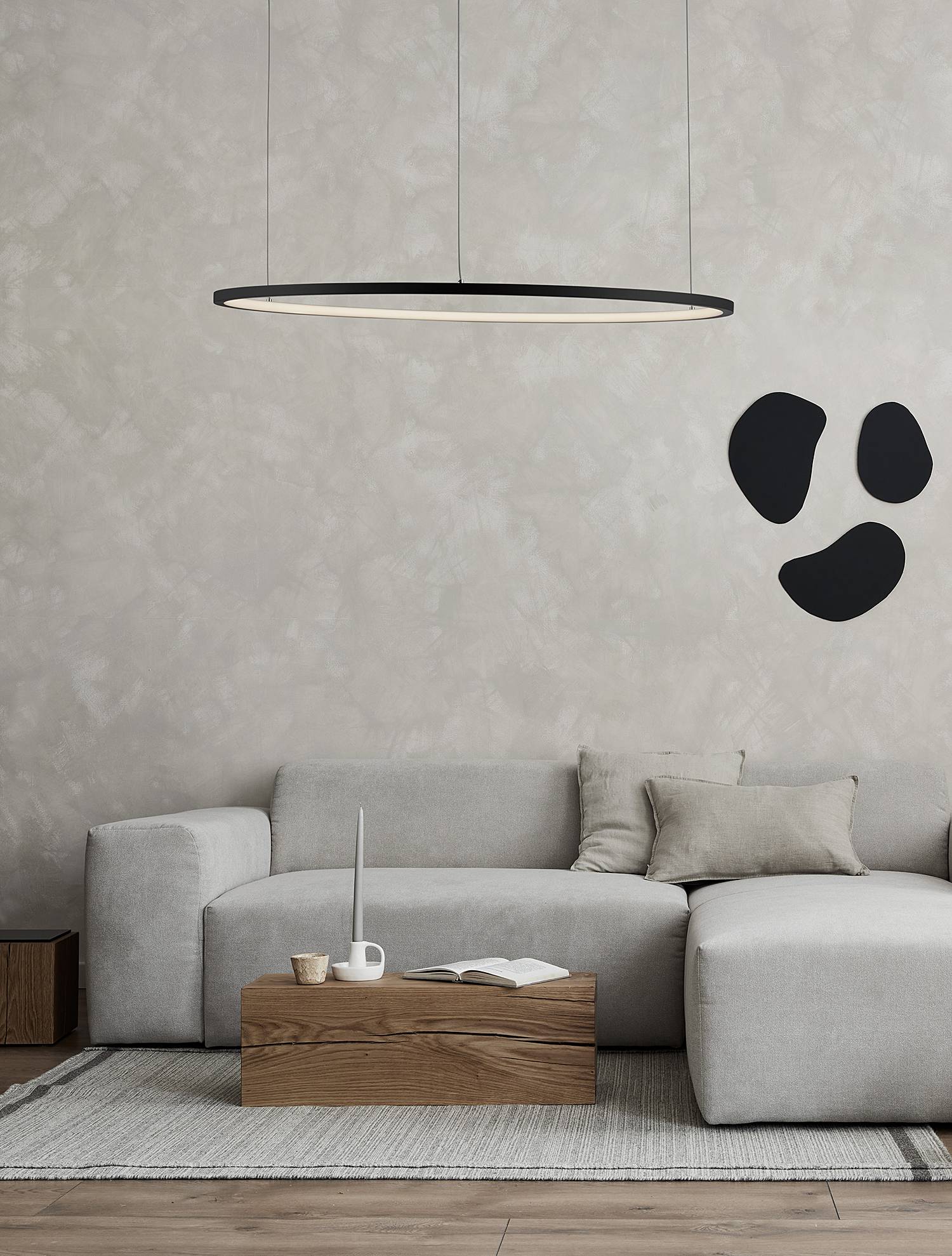 Pendant light Tarquin 1-light Aluminum Black 80 cm