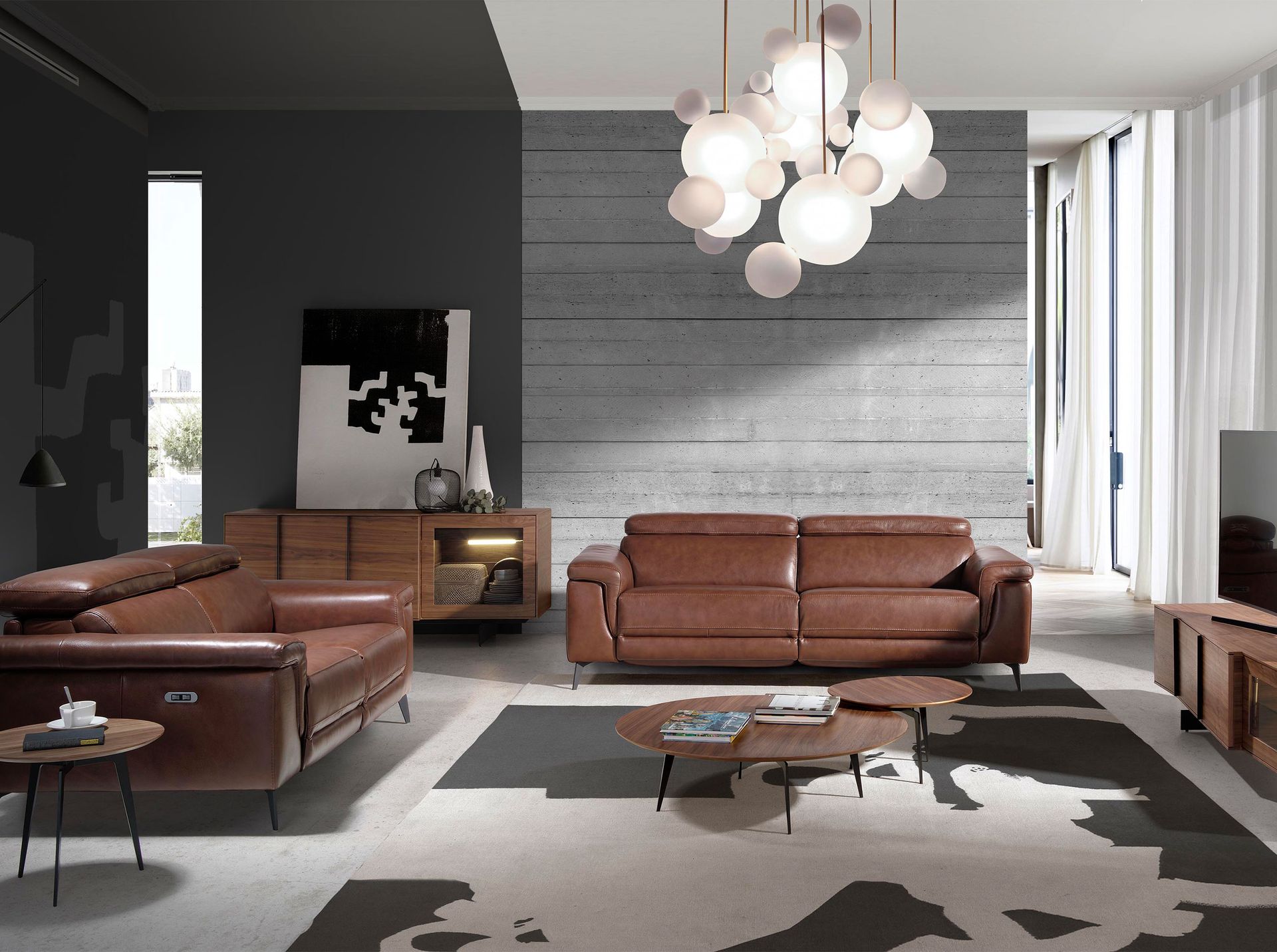 Sideboard 3218 con illuminazione interna marrone