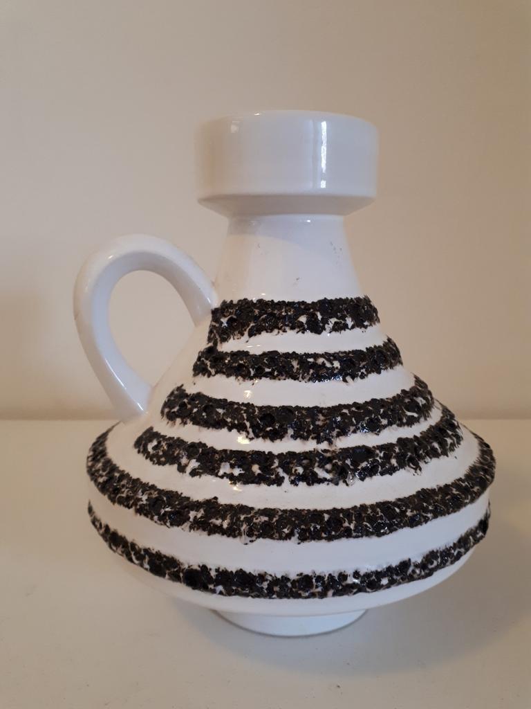 Vintage Vase Keramik Schwarz Weiß 1960er Jahre